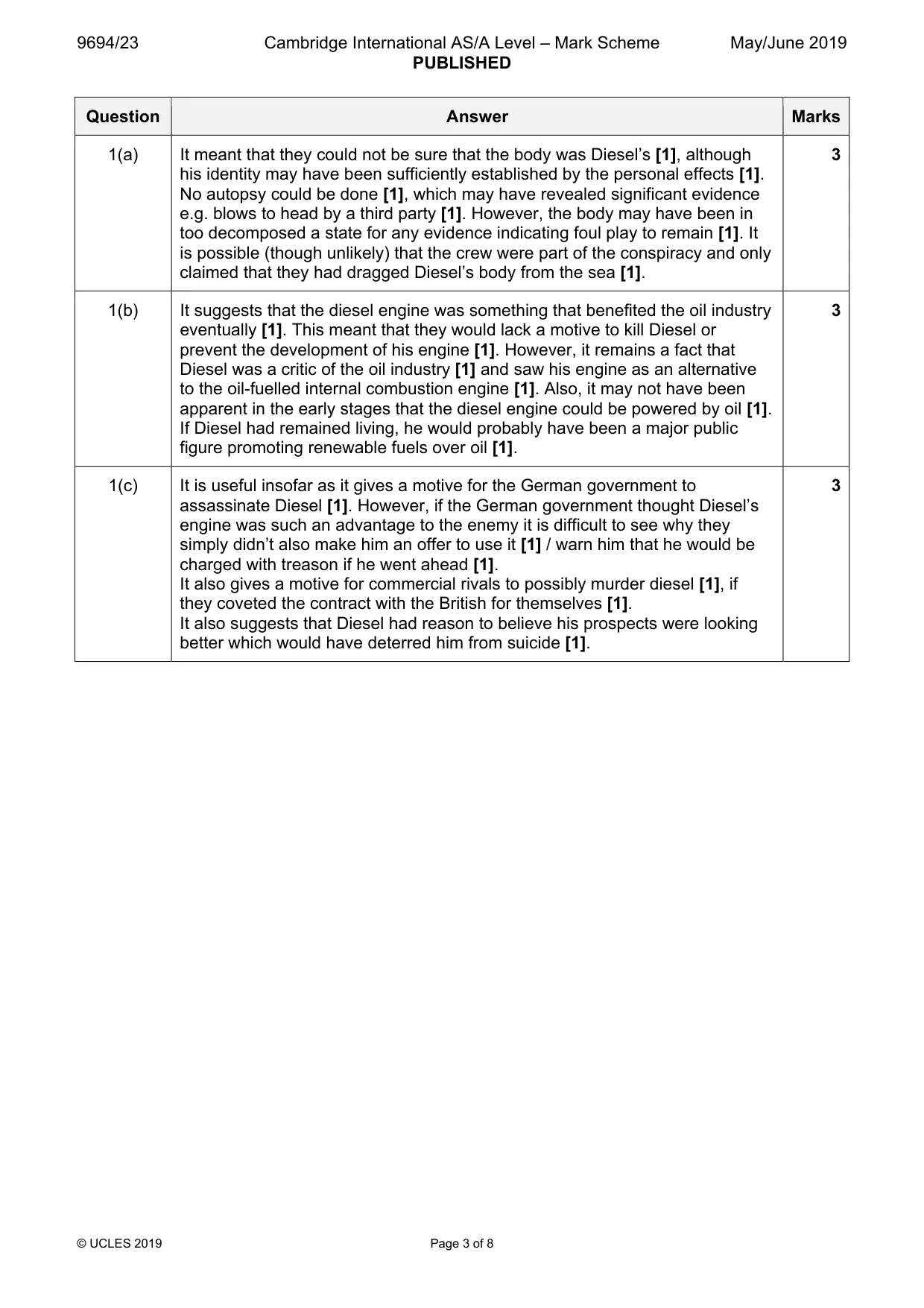 Mark scheme, page 3 of 8