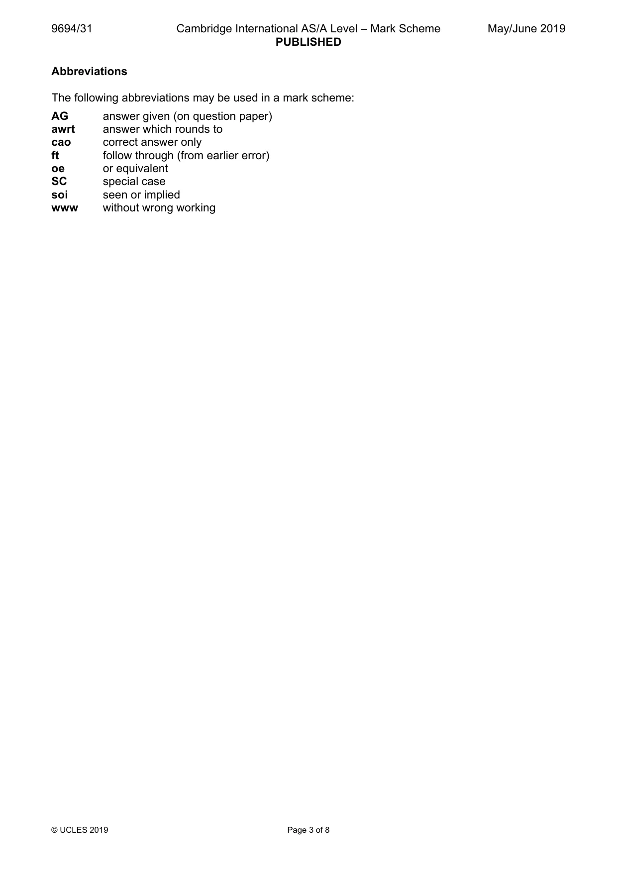 Mark scheme, page 3 of 8