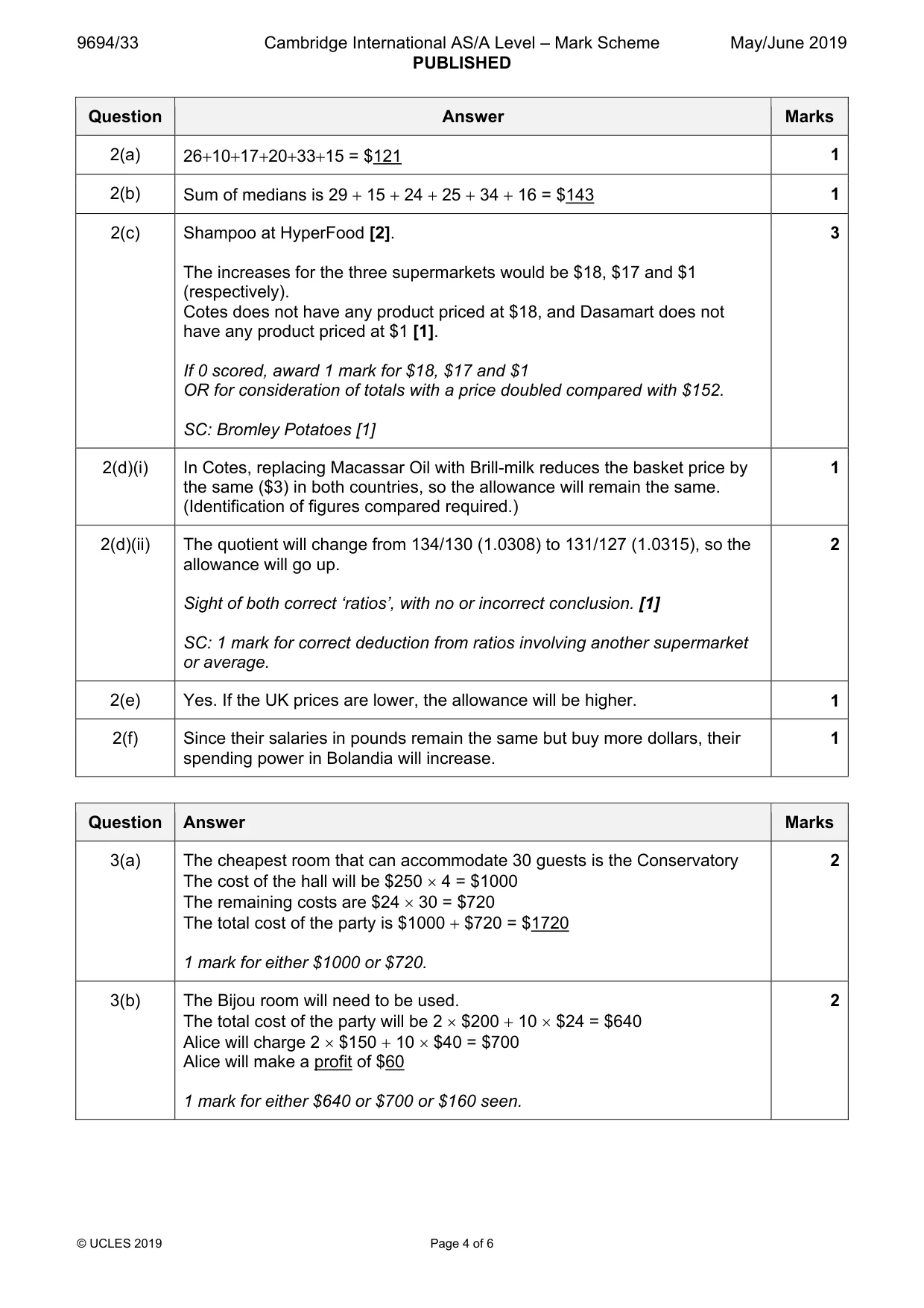 Mark scheme, page 4 of 6