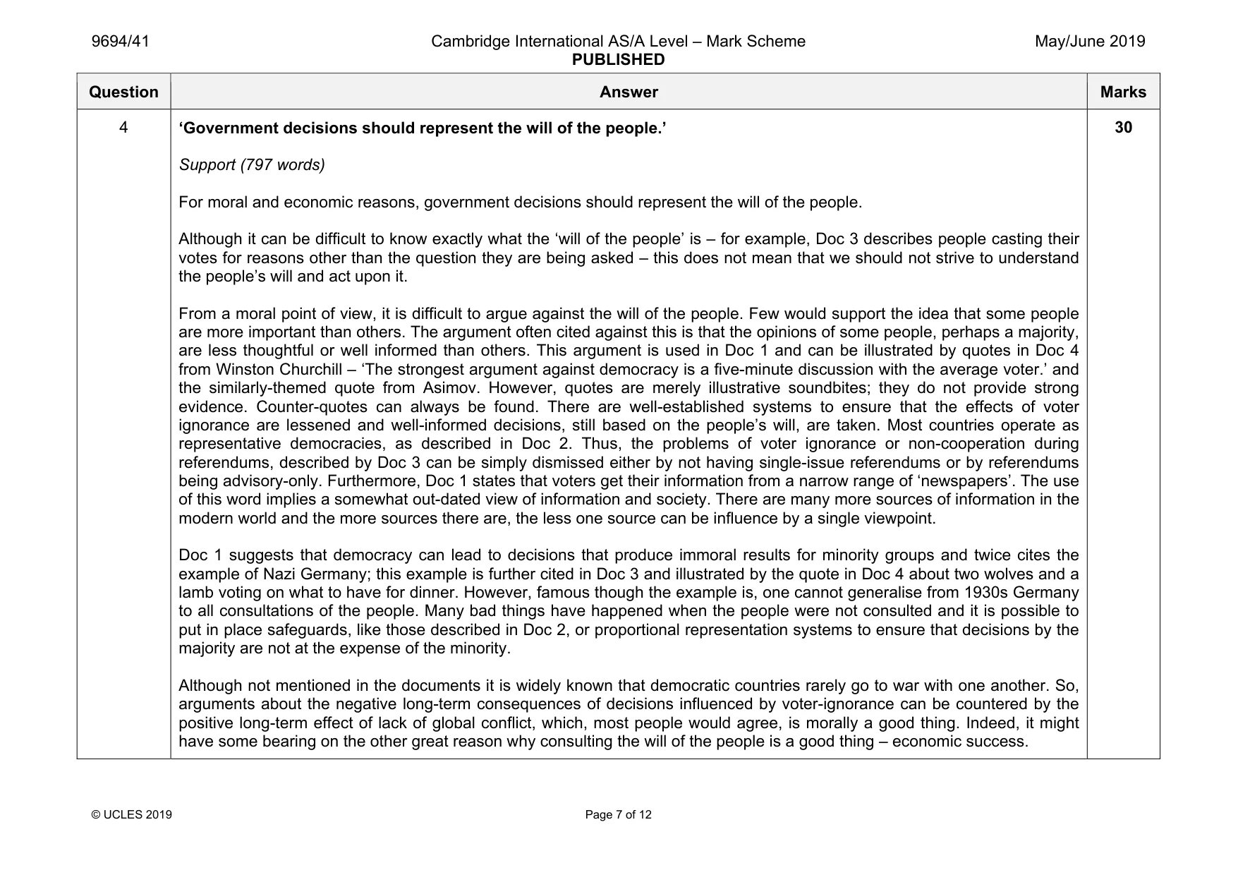 Mark scheme, page 7 of 12