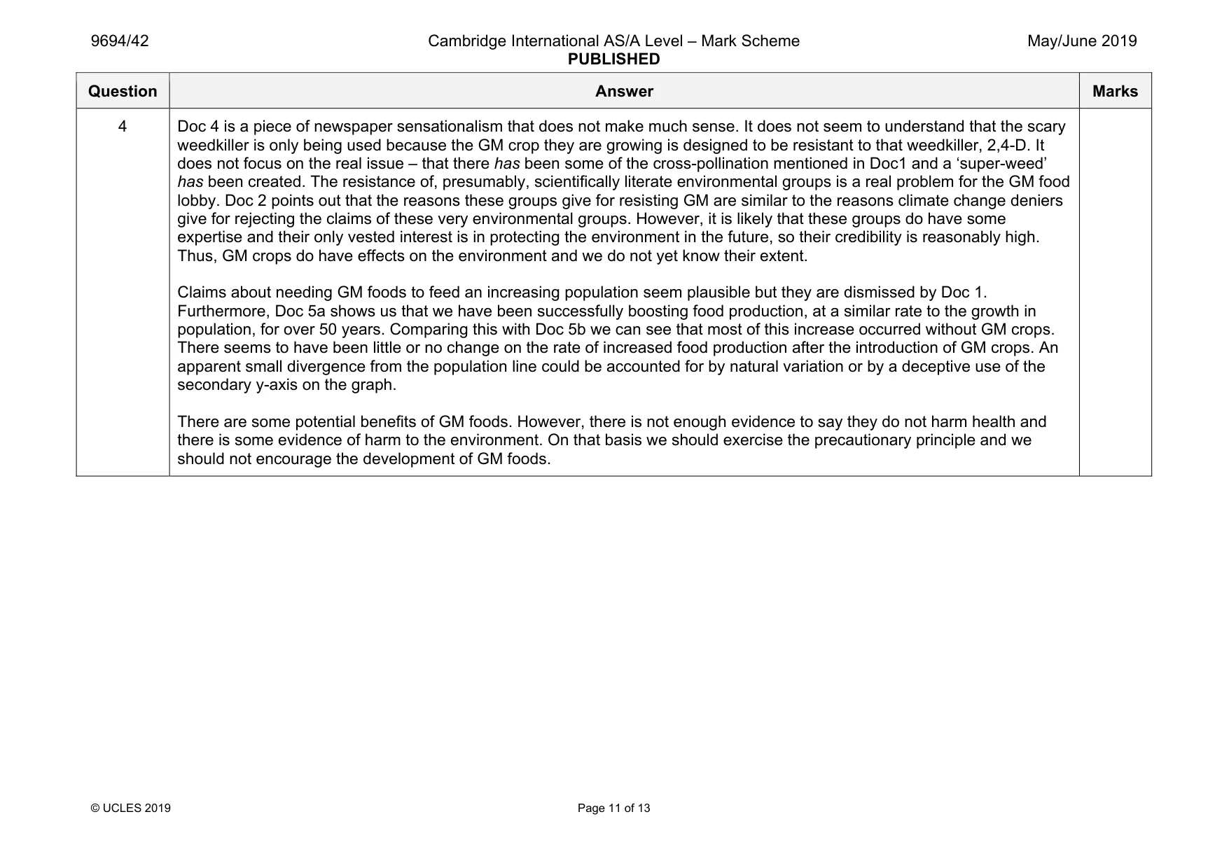 Mark scheme, page 11 of 13