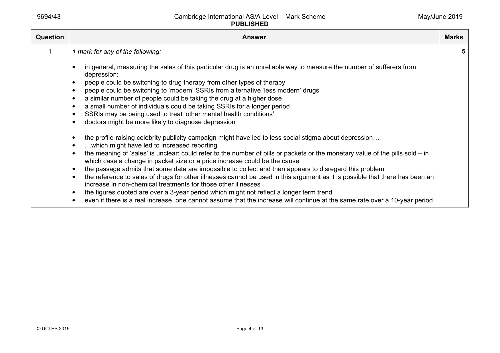 Mark scheme, page 4 of 13