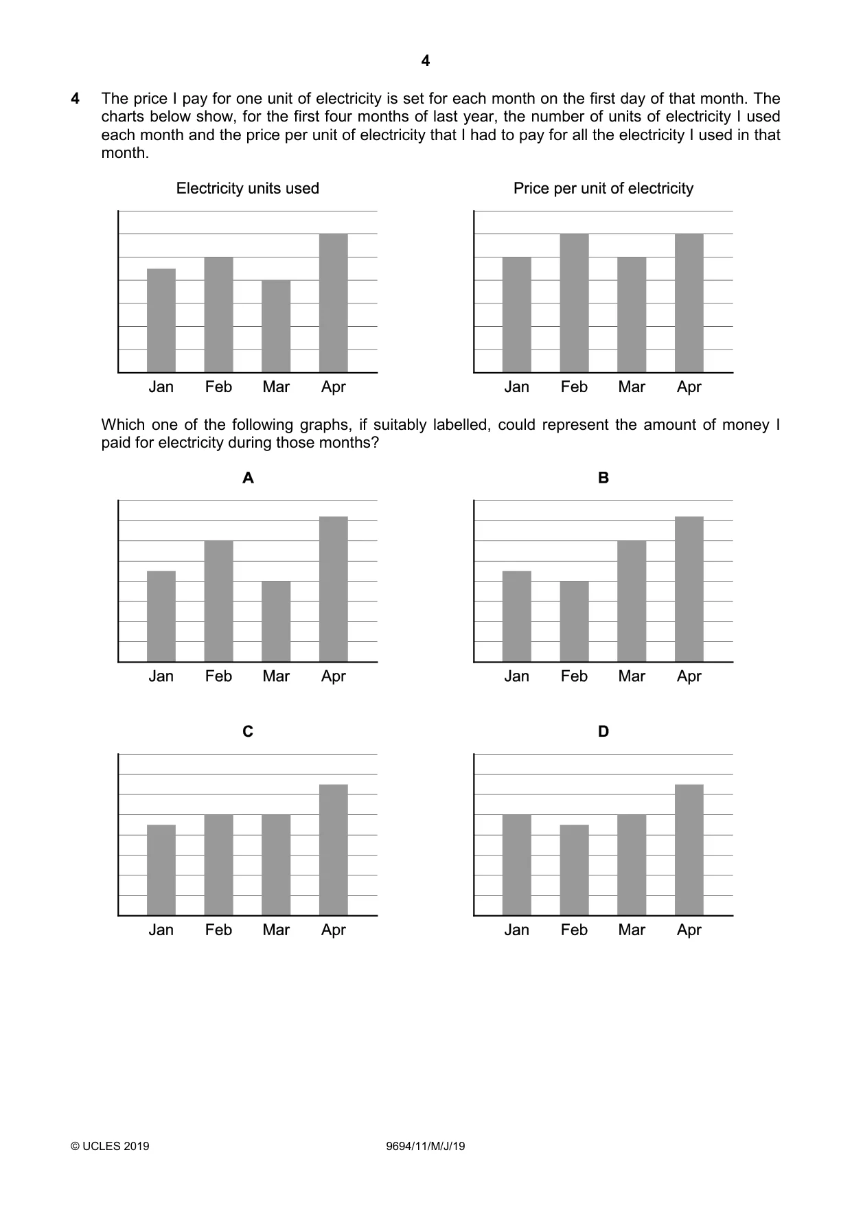 Cambridge A Level Thinking Skills 9694 2019 May/June Paper 1 · Variant 1 question paper, page 4 of 24