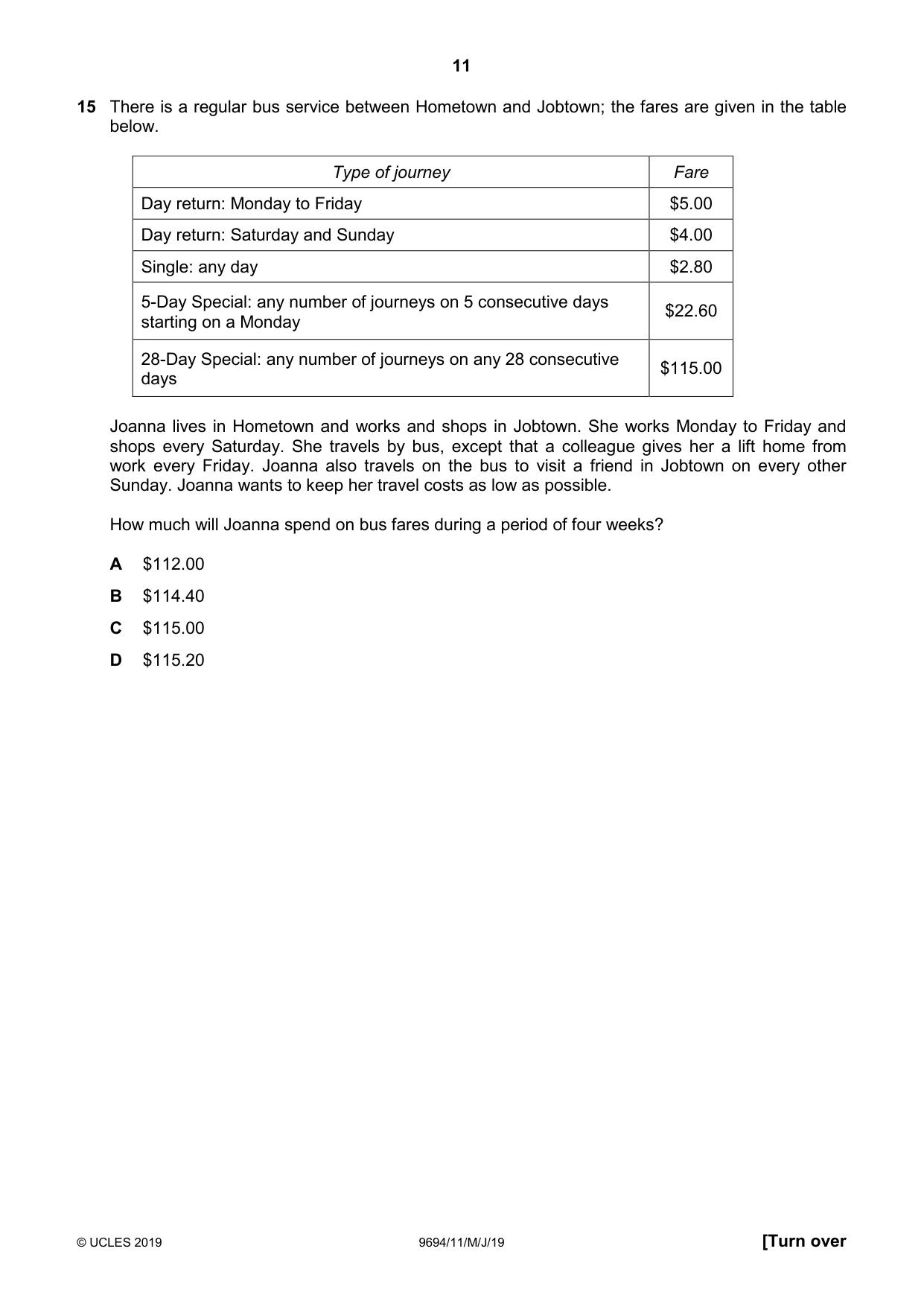 Cambridge A Level Thinking Skills 9694 2019 May/June Paper 1 · Variant 1 question paper, page 11 of 24