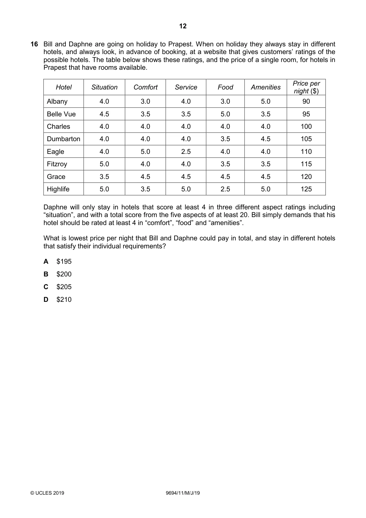 Cambridge A Level Thinking Skills 9694 2019 May/June Paper 1 · Variant 1 question paper, page 12 of 24