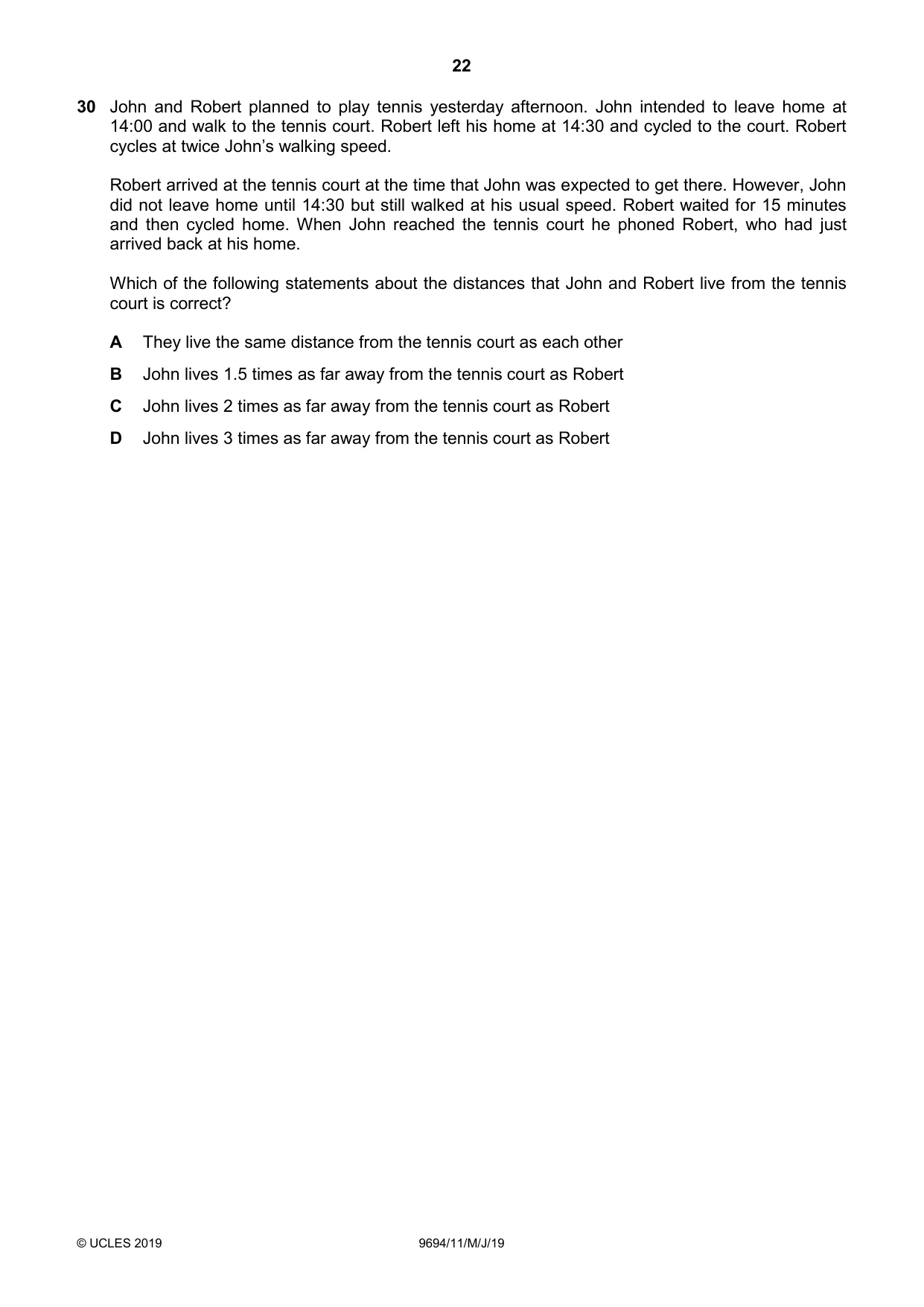 Cambridge A Level Thinking Skills 9694 2019 May/June Paper 1 · Variant 1 question paper, page 22 of 24