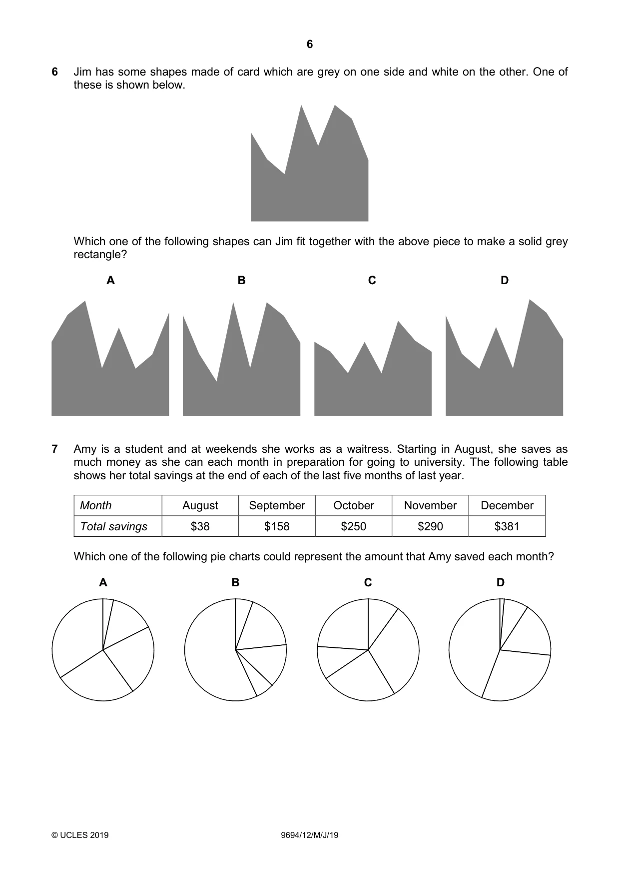 Cambridge A Level Thinking Skills 9694 2019 May/June Paper 1 · Variant 2 question paper, page 6 of 24
