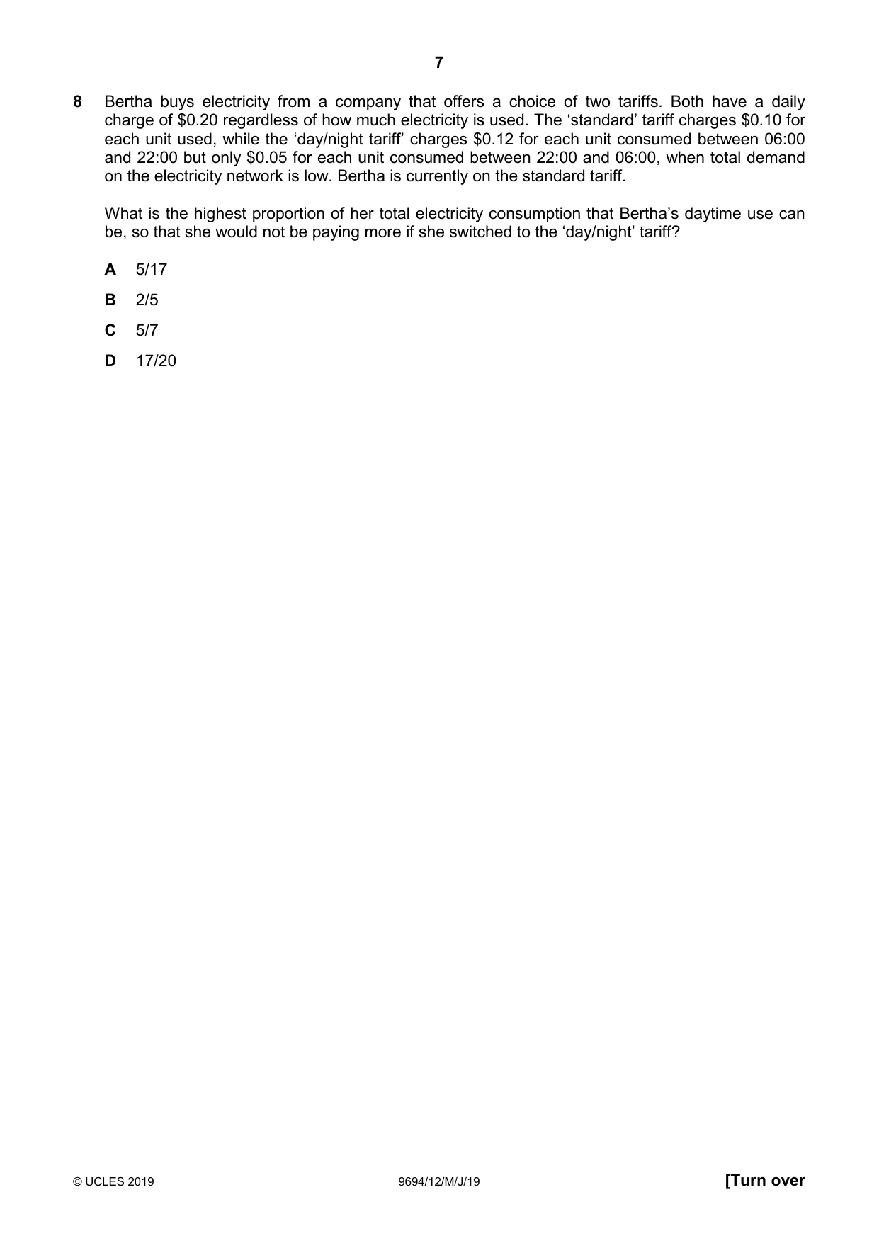 Cambridge A Level Thinking Skills 9694 2019 May/June Paper 1 · Variant 2 question paper, page 7 of 24