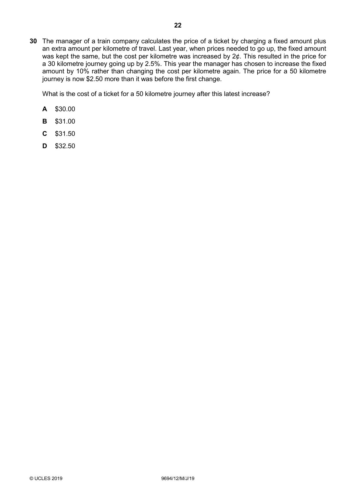 Cambridge A Level Thinking Skills 9694 2019 May/June Paper 1 · Variant 2 question paper, page 22 of 24