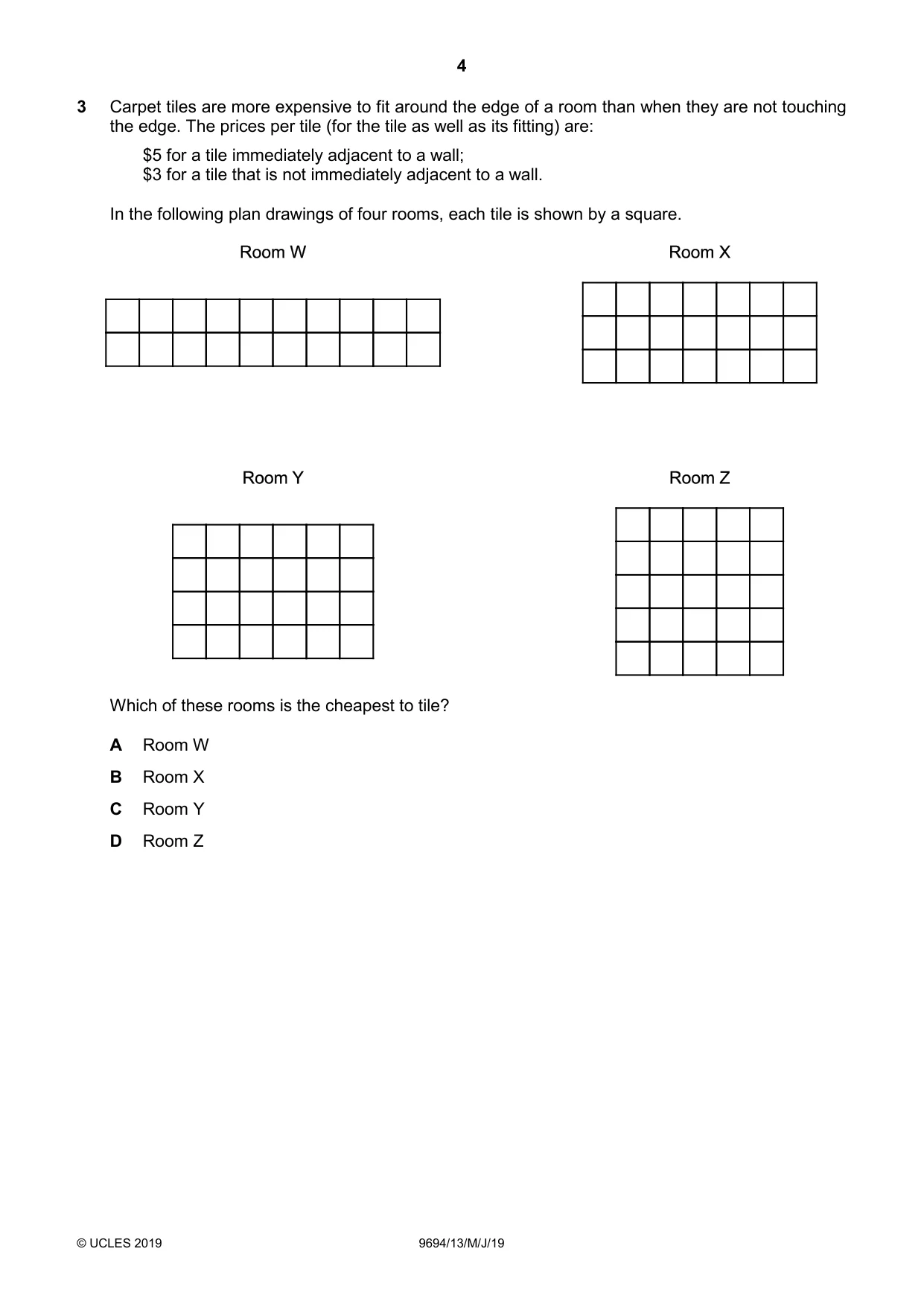 Cambridge A Level Thinking Skills 9694 2019 May/June Paper 1 · Variant 3 question paper, page 4 of 20