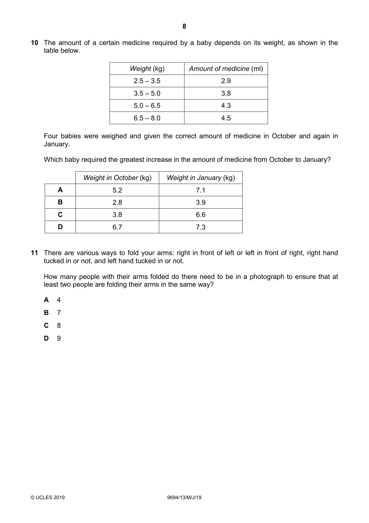 Cambridge A Level Thinking Skills 9694 2019 May/June Paper 1 · Variant 3 question paper, page 8 of 20