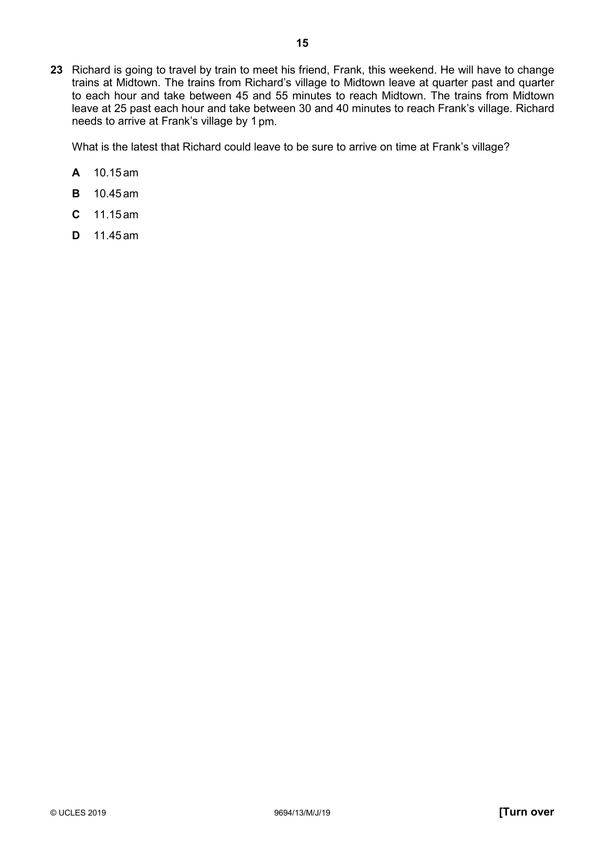 Cambridge A Level Thinking Skills 9694 2019 May/June Paper 1 · Variant 3 question paper, page 15 of 20