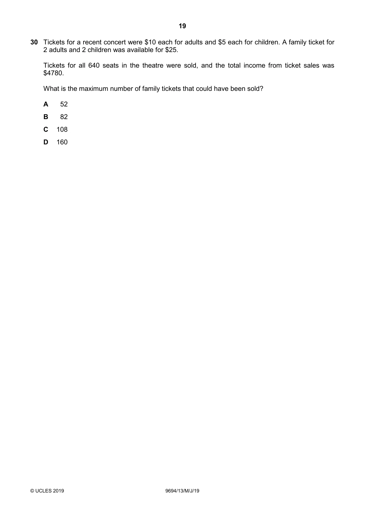 Cambridge A Level Thinking Skills 9694 2019 May/June Paper 1 · Variant 3 question paper, page 19 of 20