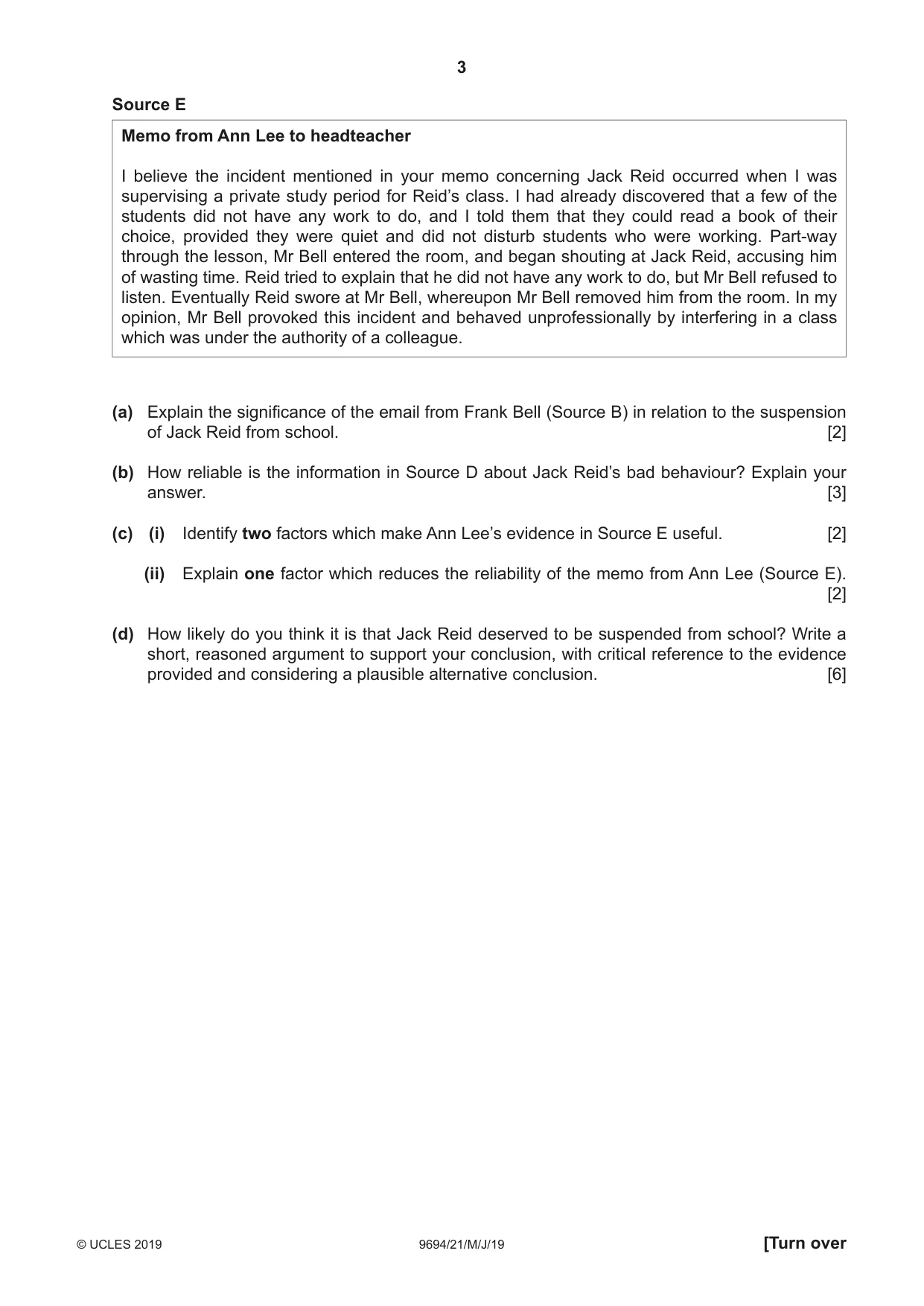 Cambridge A Level Thinking Skills 9694 2019 May/June Paper 2 · Variant 1 question paper, page 3 of 8