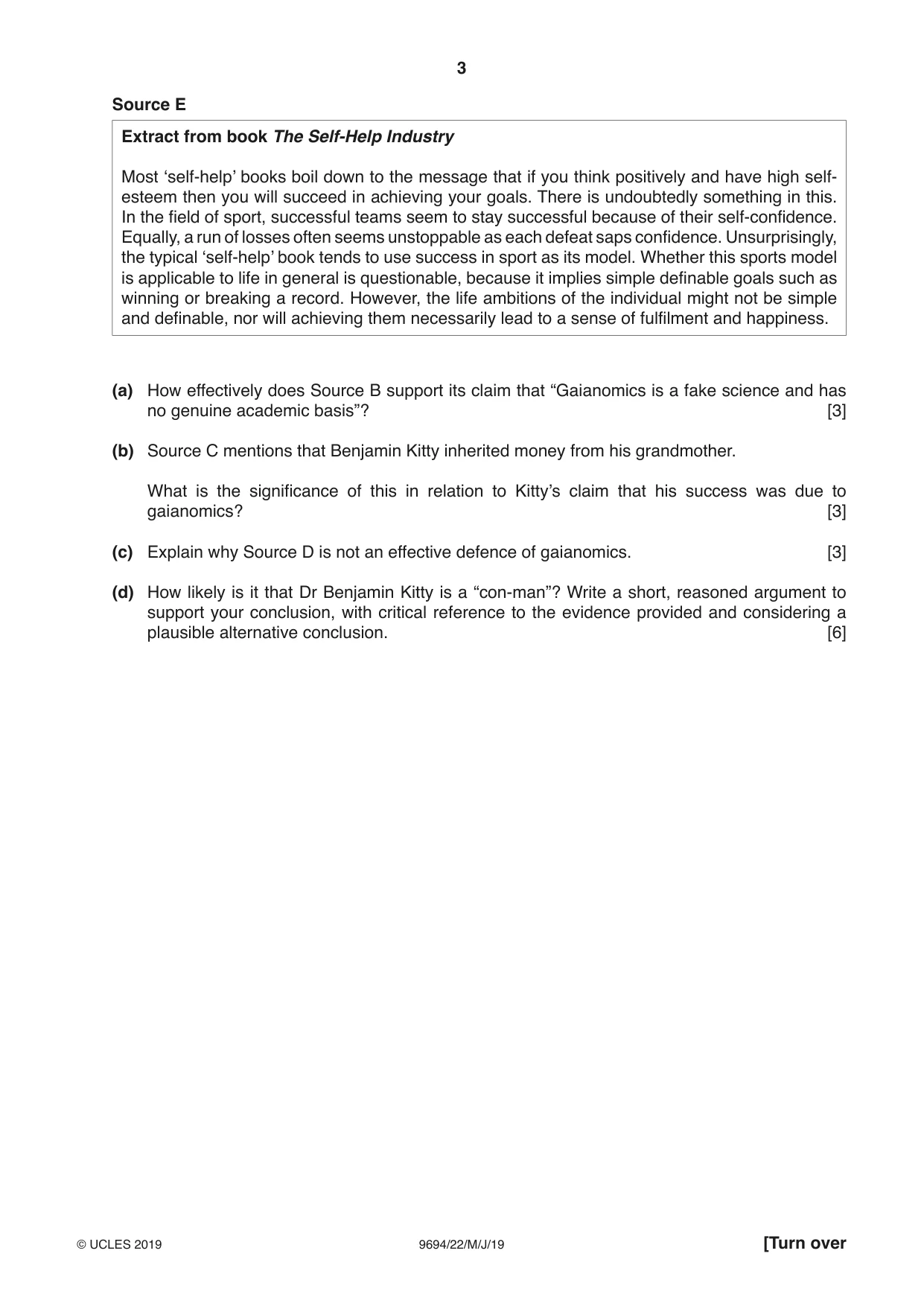 Cambridge A Level Thinking Skills 9694 2019 May/June Paper 2 · Variant 2 question paper, page 3 of 8
