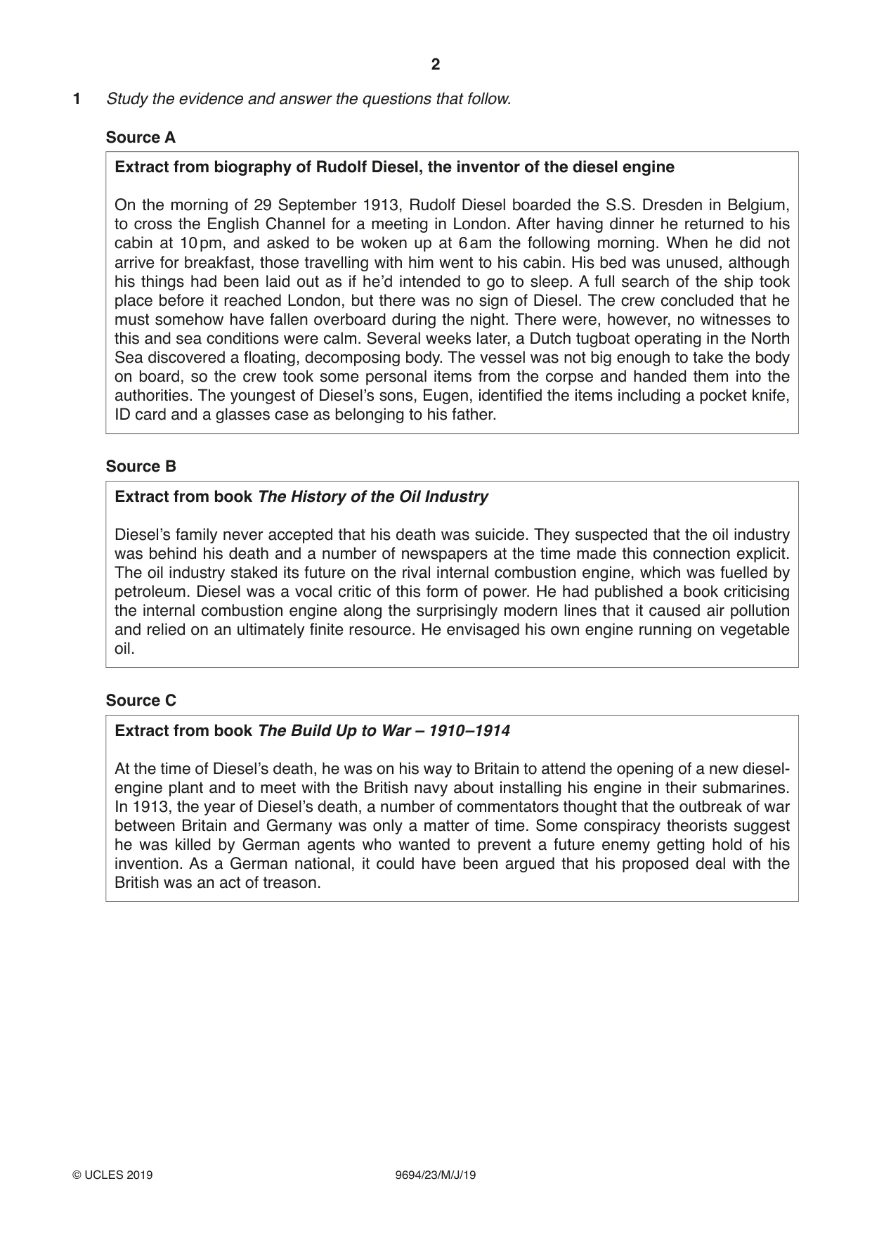 Cambridge A Level Thinking Skills 9694 2019 May/June Paper 2 · Variant 3 question paper, page 2 of 8