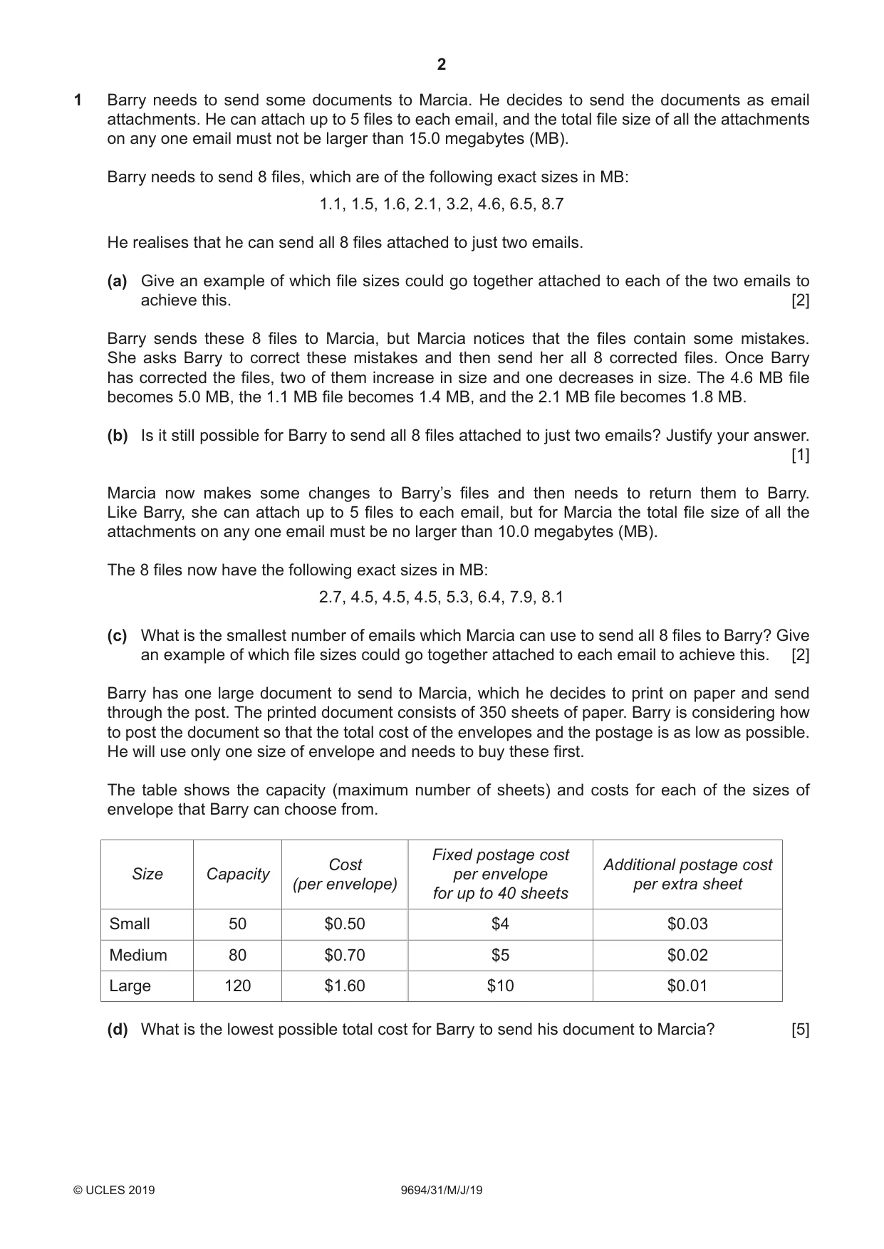 Cambridge A Level Thinking Skills 9694 2019 May/June Paper 3 · Variant 1 question paper, page 2 of 8