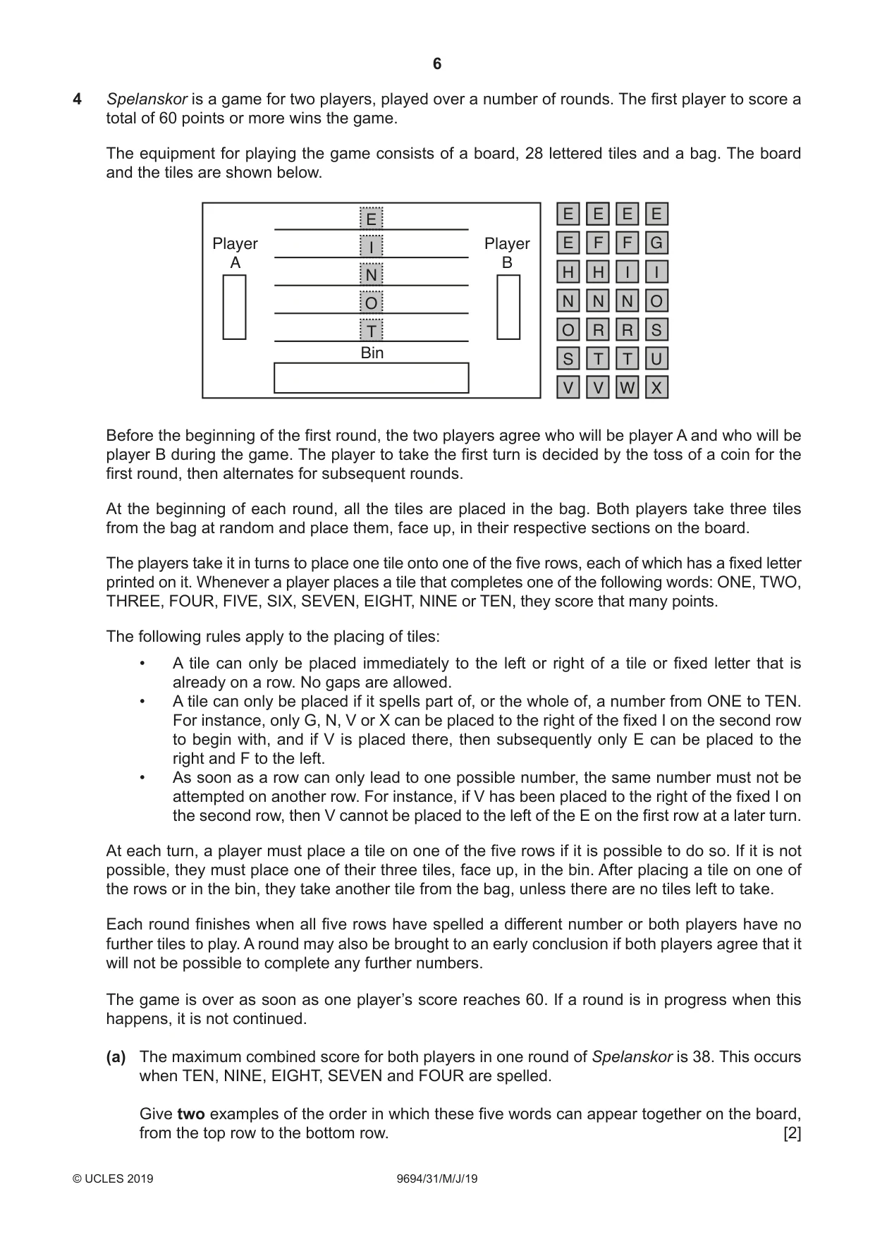 Cambridge A Level Thinking Skills 9694 2019 May/June Paper 3 · Variant 1 question paper, page 6 of 8