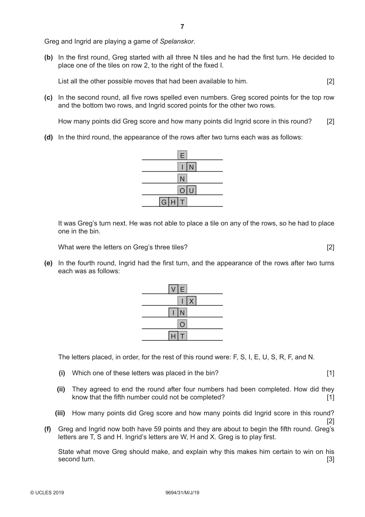 Cambridge A Level Thinking Skills 9694 2019 May/June Paper 3 · Variant 1 question paper, page 7 of 8