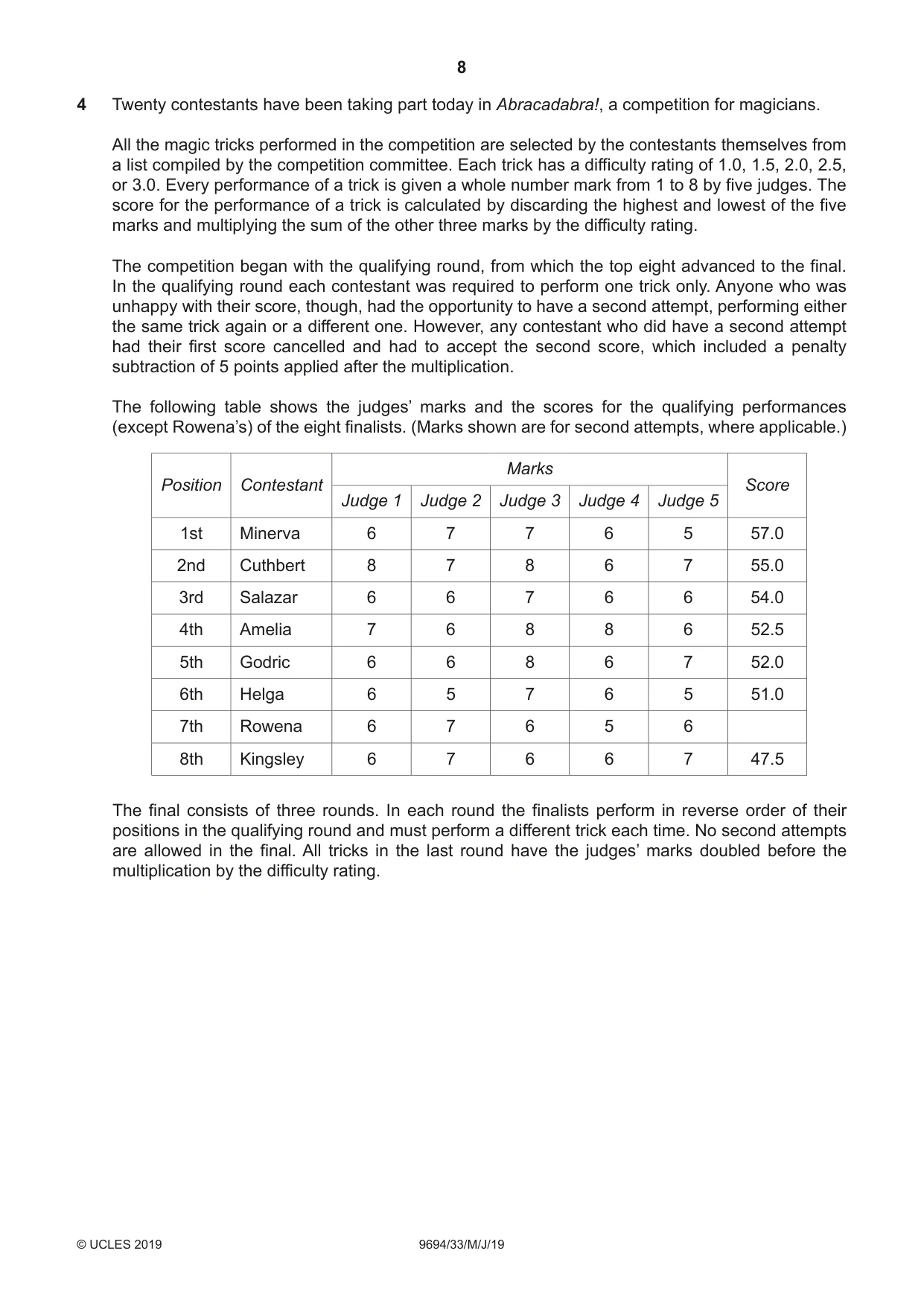Cambridge A Level Thinking Skills 9694 2019 May/June Paper 3 · Variant 3 question paper, page 8 of 12