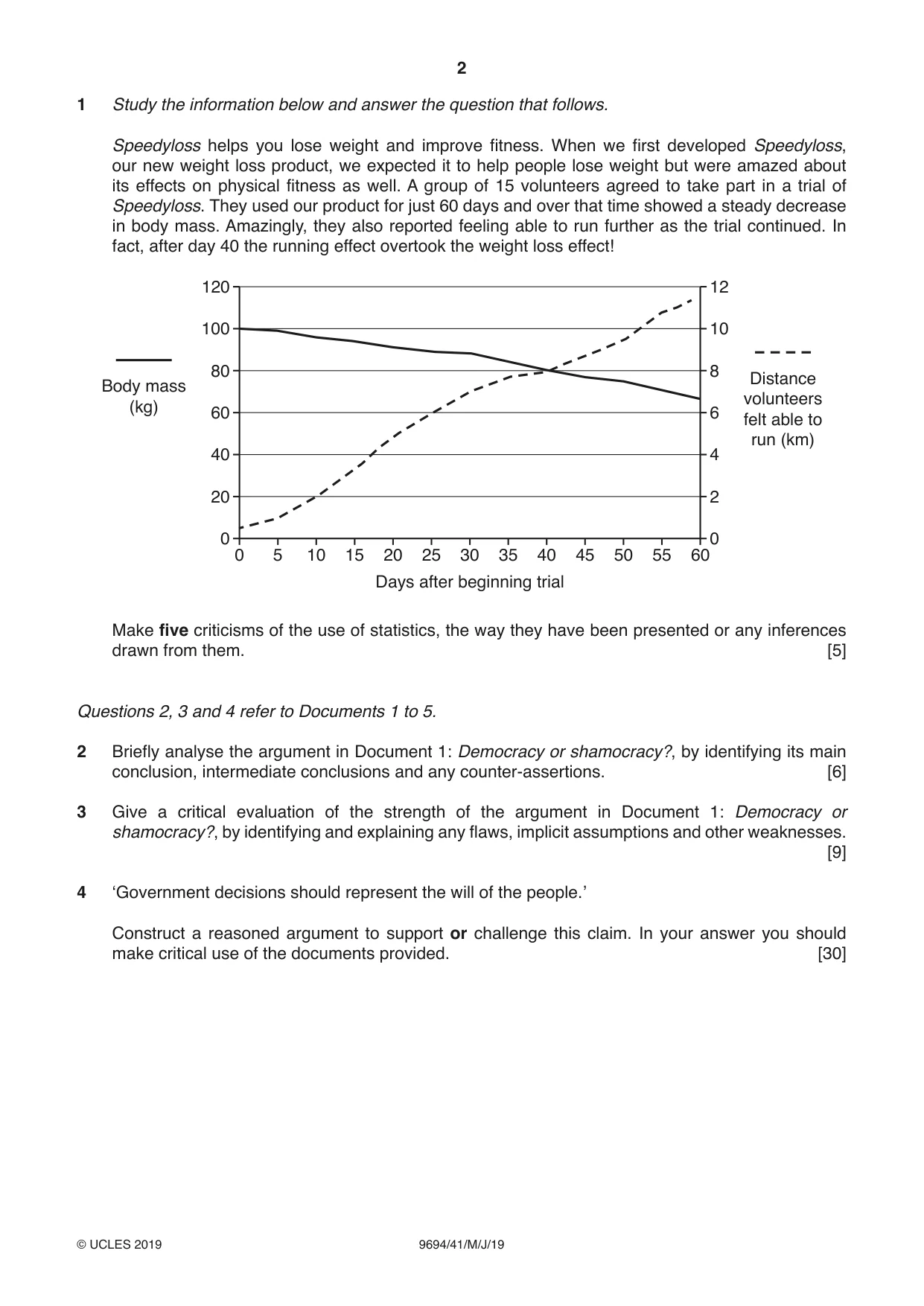 Cambridge A Level Thinking Skills 9694 2019 May/June Paper 4 · Variant 1 question paper, page 2 of 8