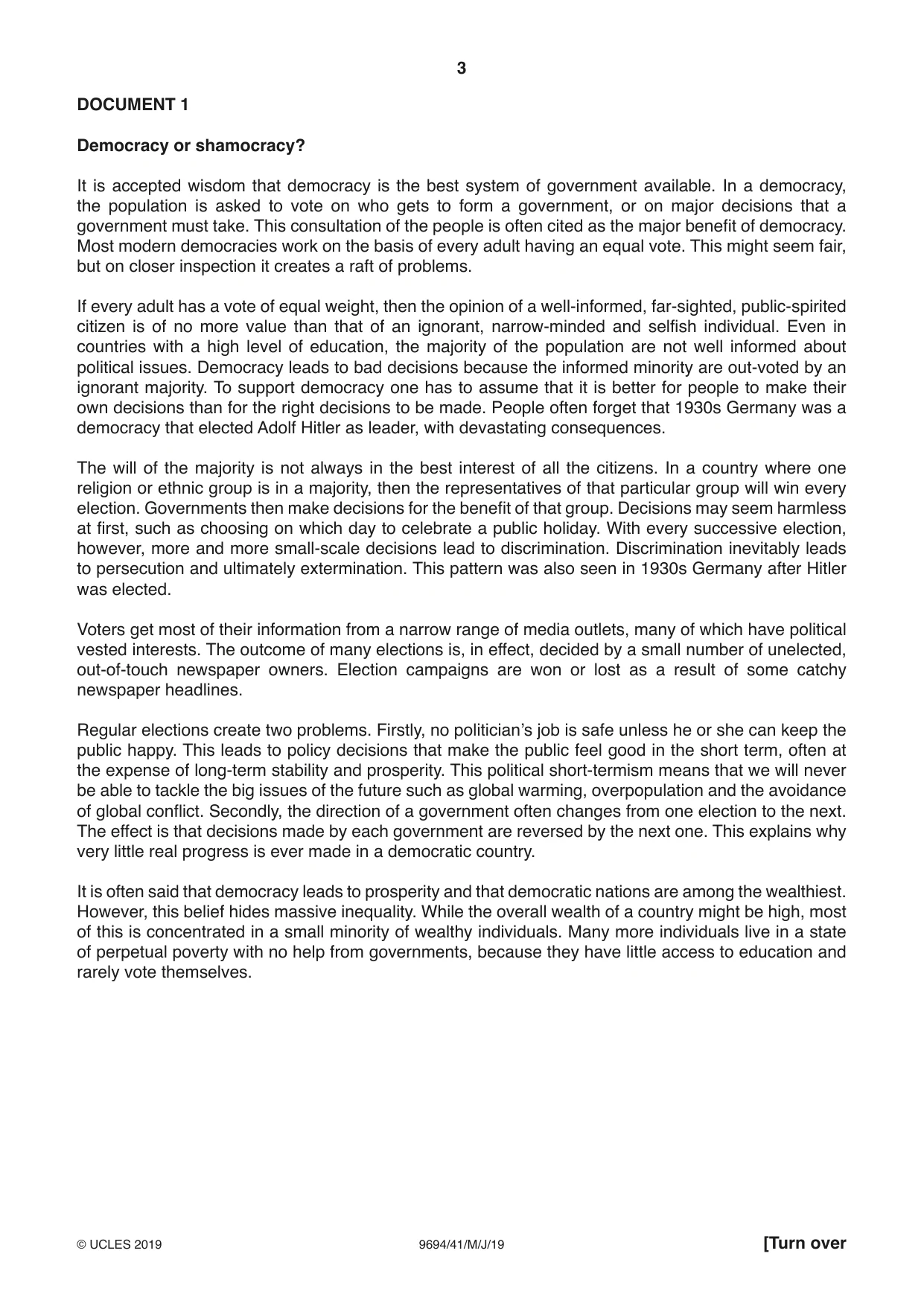 Cambridge A Level Thinking Skills 9694 2019 May/June Paper 4 · Variant 1 question paper, page 3 of 8