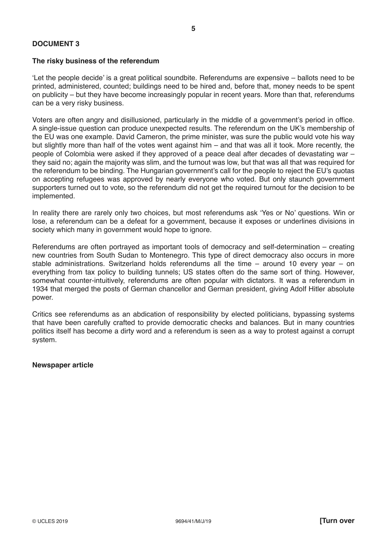Cambridge A Level Thinking Skills 9694 2019 May/June Paper 4 · Variant 1 question paper, page 5 of 8