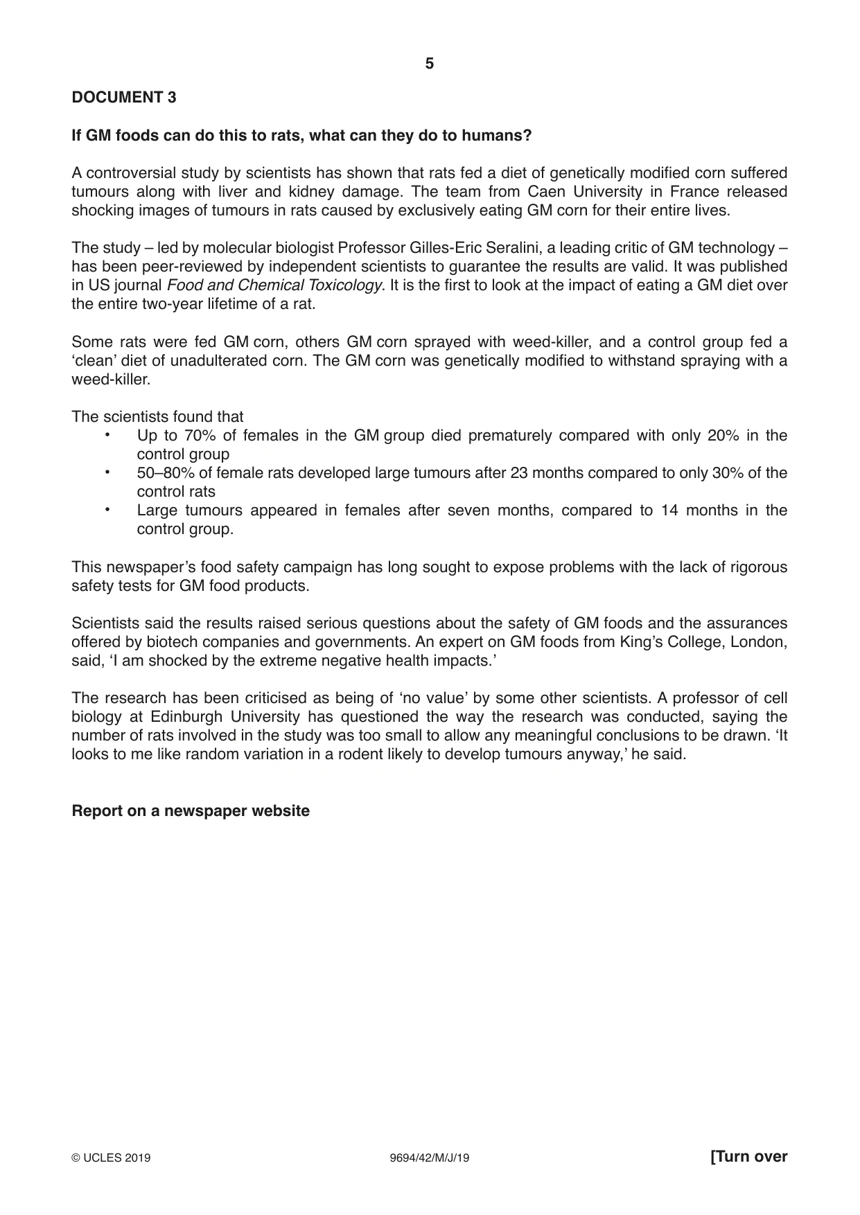 Cambridge A Level Thinking Skills 9694 2019 May/June Paper 4 · Variant 2 question paper, page 5 of 8