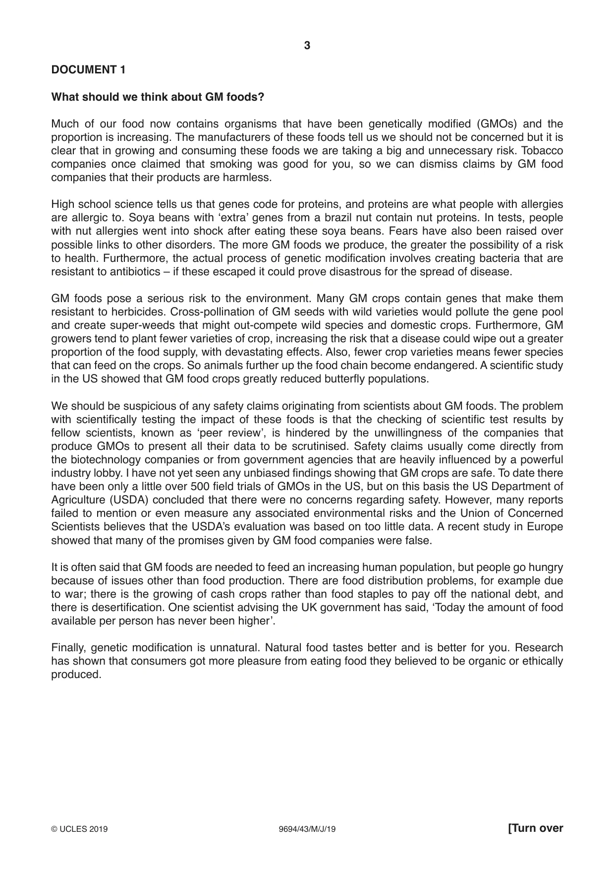 Cambridge A Level Thinking Skills 9694 2019 May/June Paper 4 · Variant 3 question paper, page 3 of 8