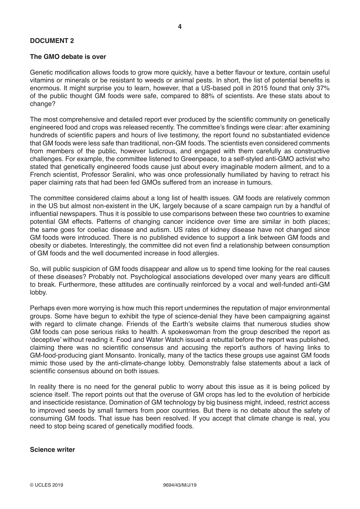 Cambridge A Level Thinking Skills 9694 2019 May/June Paper 4 · Variant 3 question paper, page 4 of 8