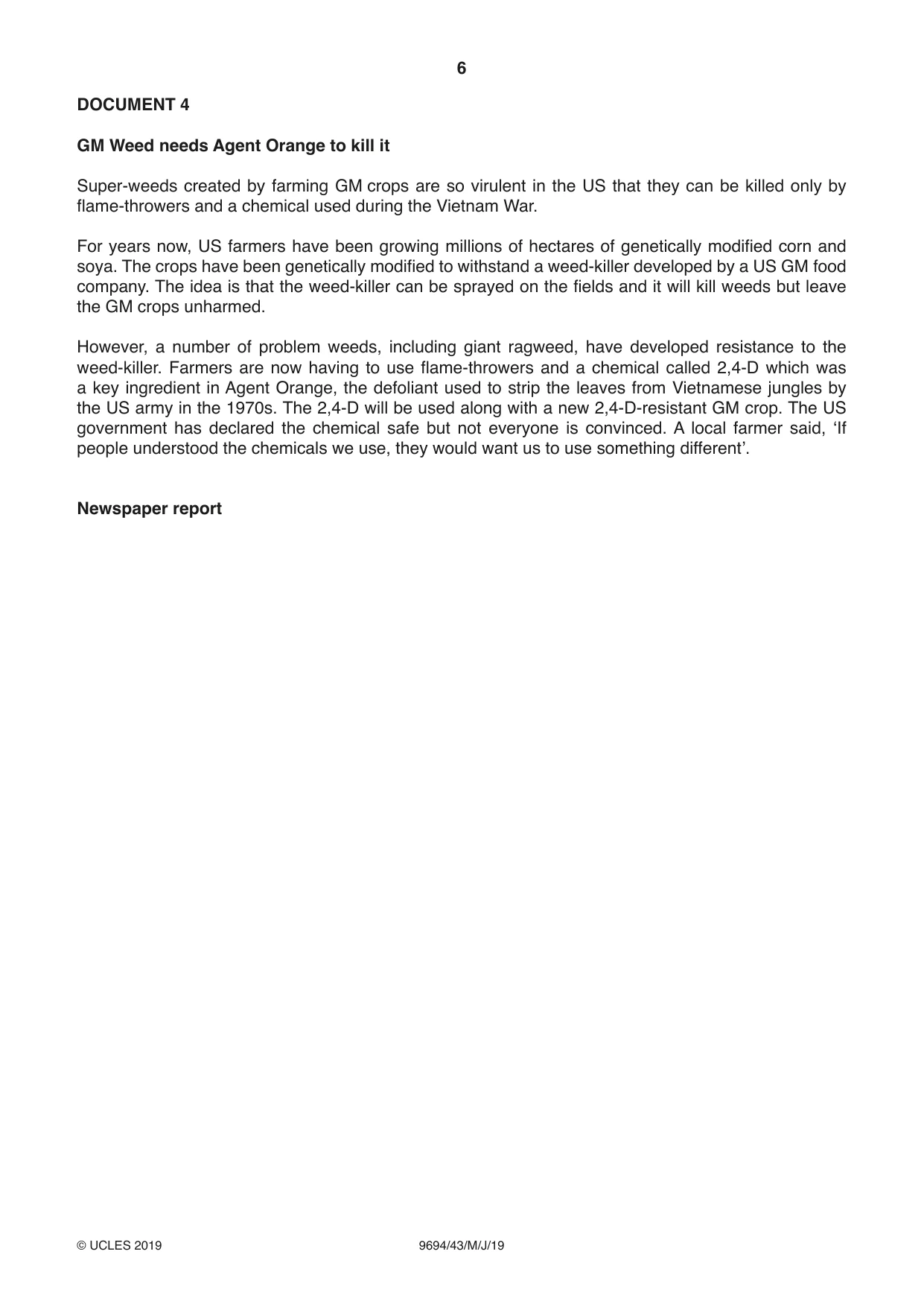 Cambridge A Level Thinking Skills 9694 2019 May/June Paper 4 · Variant 3 question paper, page 6 of 8