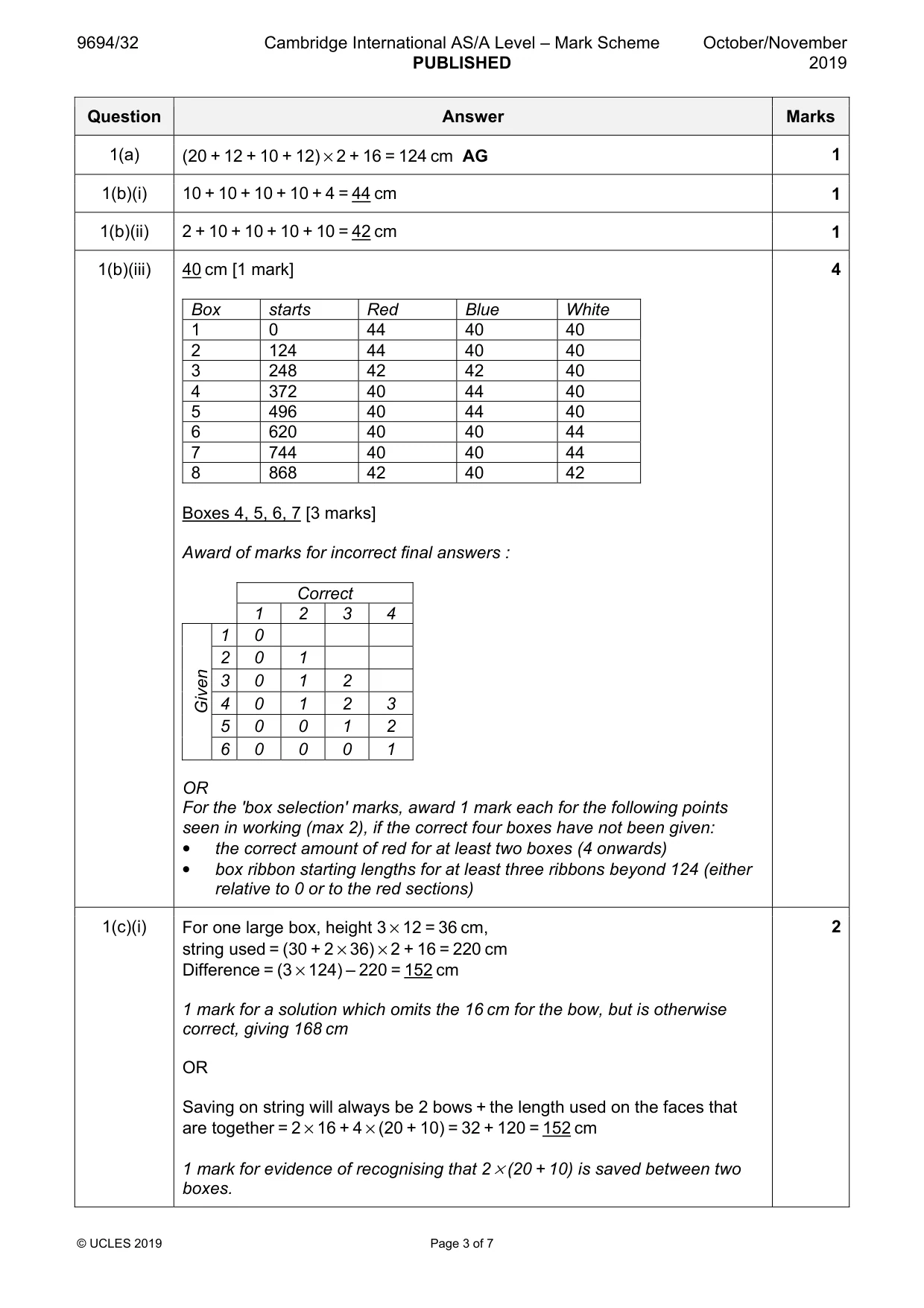 Mark scheme, page 3 of 7