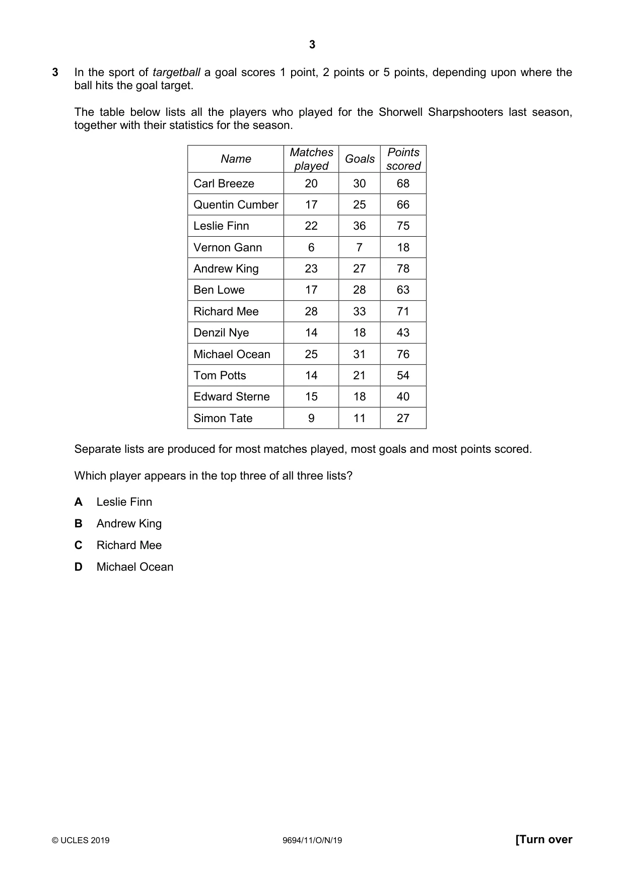 Cambridge A Level Thinking Skills 9694 2019 Oct/Nov Paper 1 · Variant 1 question paper, page 3 of 20