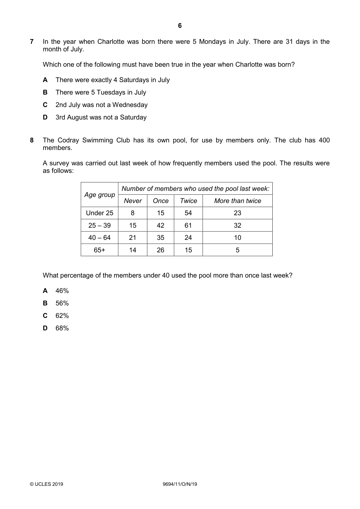 Cambridge A Level Thinking Skills 9694 2019 Oct/Nov Paper 1 · Variant 1 question paper, page 6 of 20