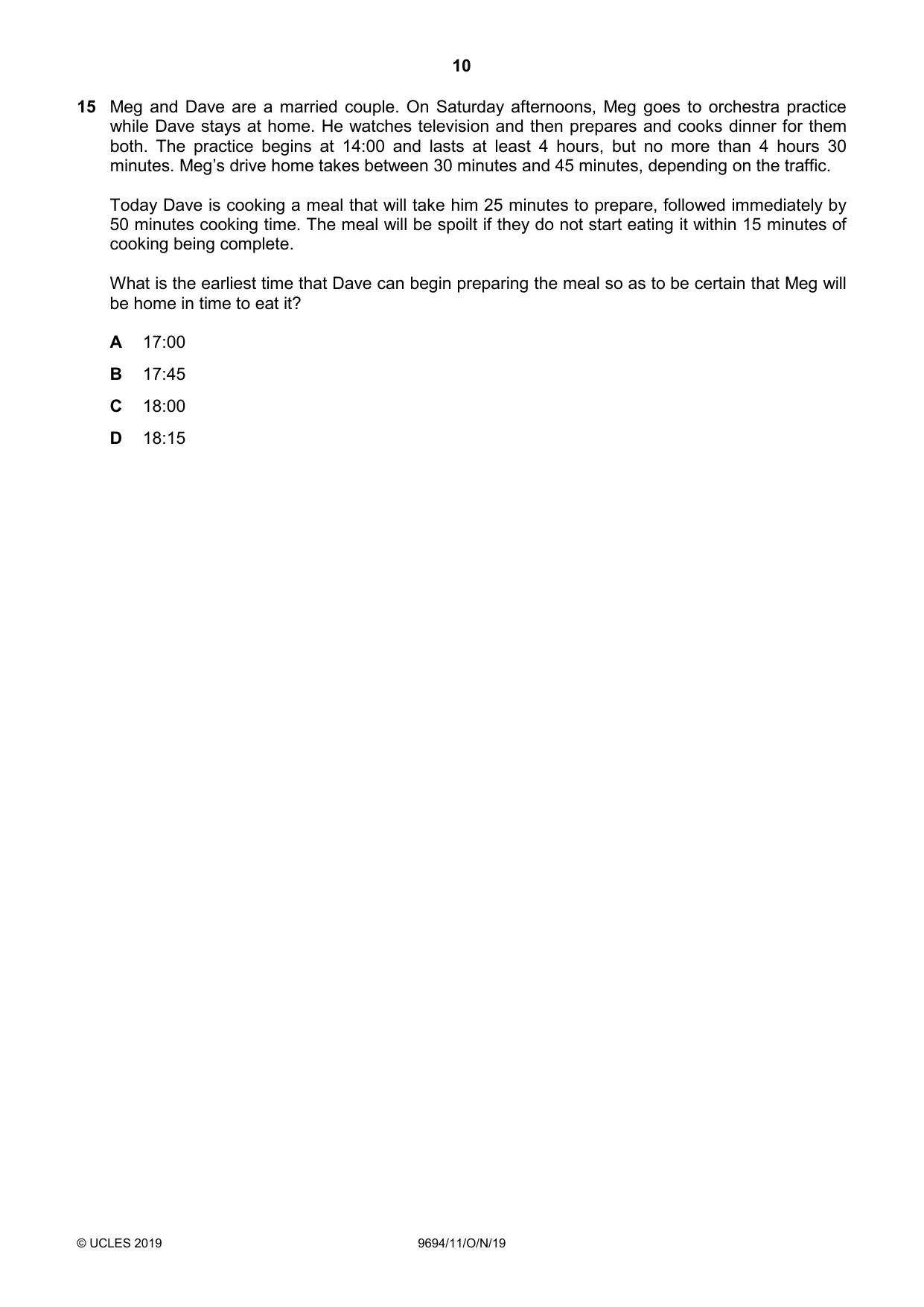 Cambridge A Level Thinking Skills 9694 2019 Oct/Nov Paper 1 · Variant 1 question paper, page 10 of 20