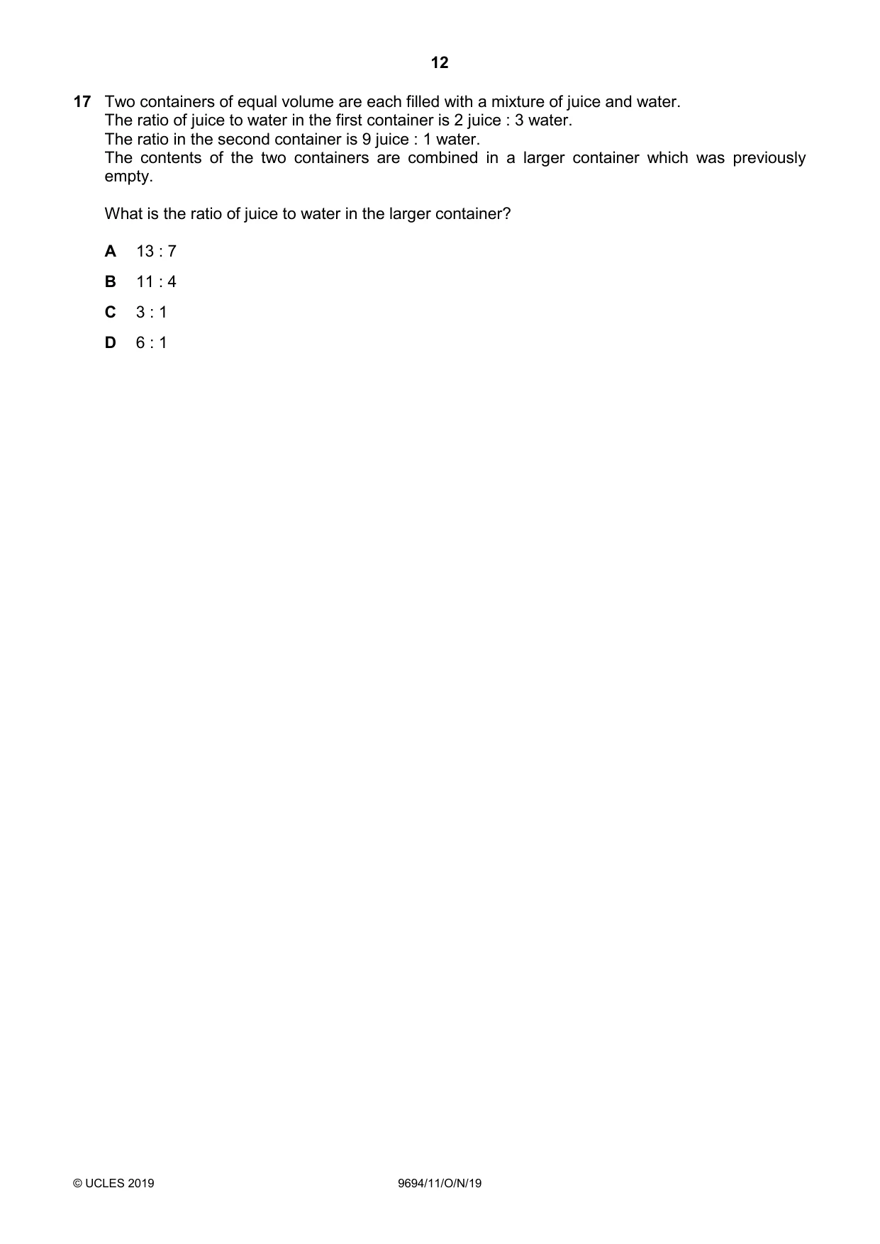 Cambridge A Level Thinking Skills 9694 2019 Oct/Nov Paper 1 · Variant 1 question paper, page 12 of 20