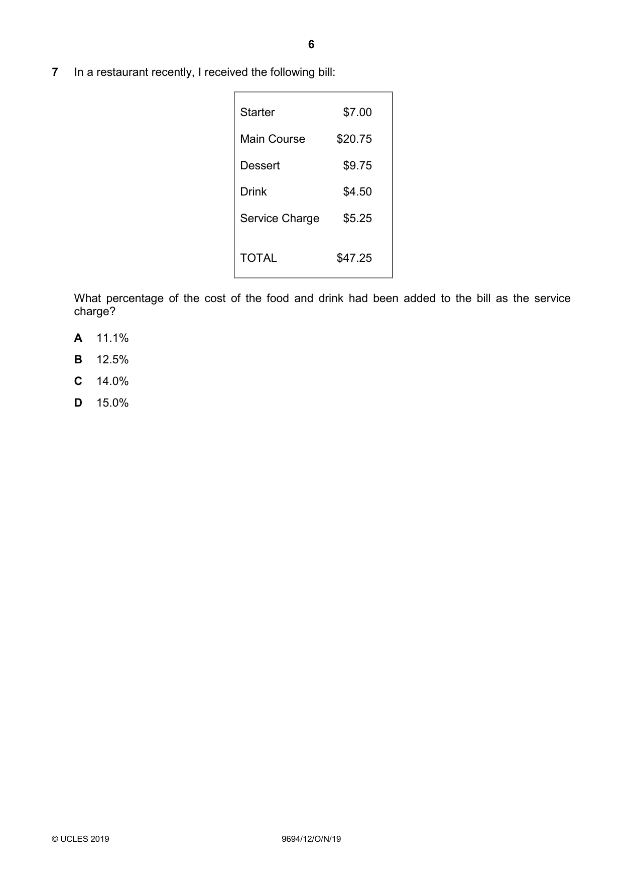 Cambridge A Level Thinking Skills 9694 2019 Oct/Nov Paper 1 · Variant 2 question paper, page 6 of 20