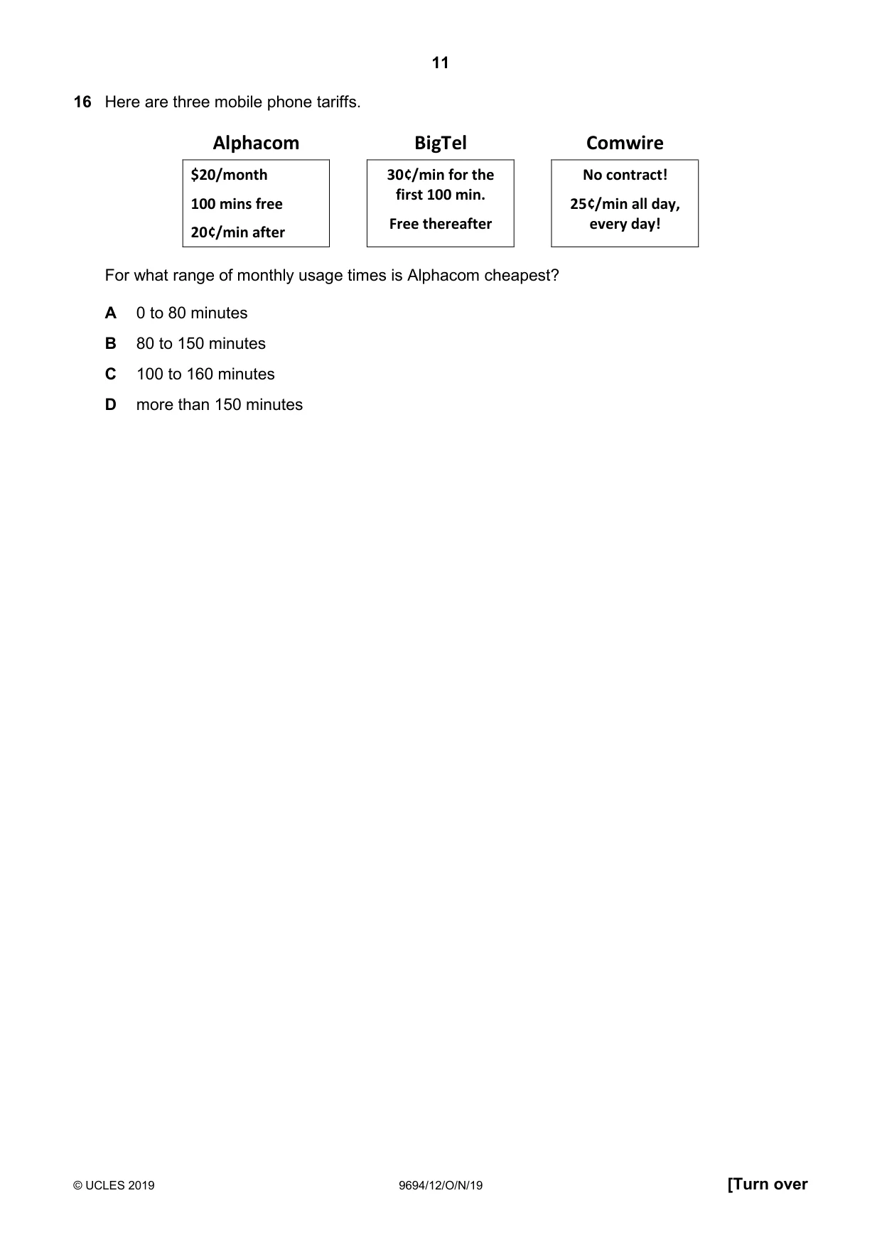 Cambridge A Level Thinking Skills 9694 2019 Oct/Nov Paper 1 · Variant 2 question paper, page 11 of 20