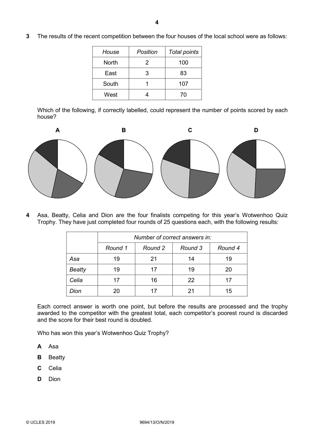 Cambridge A Level Thinking Skills 9694 2019 Oct/Nov Paper 1 · Variant 3 question paper, page 4 of 20