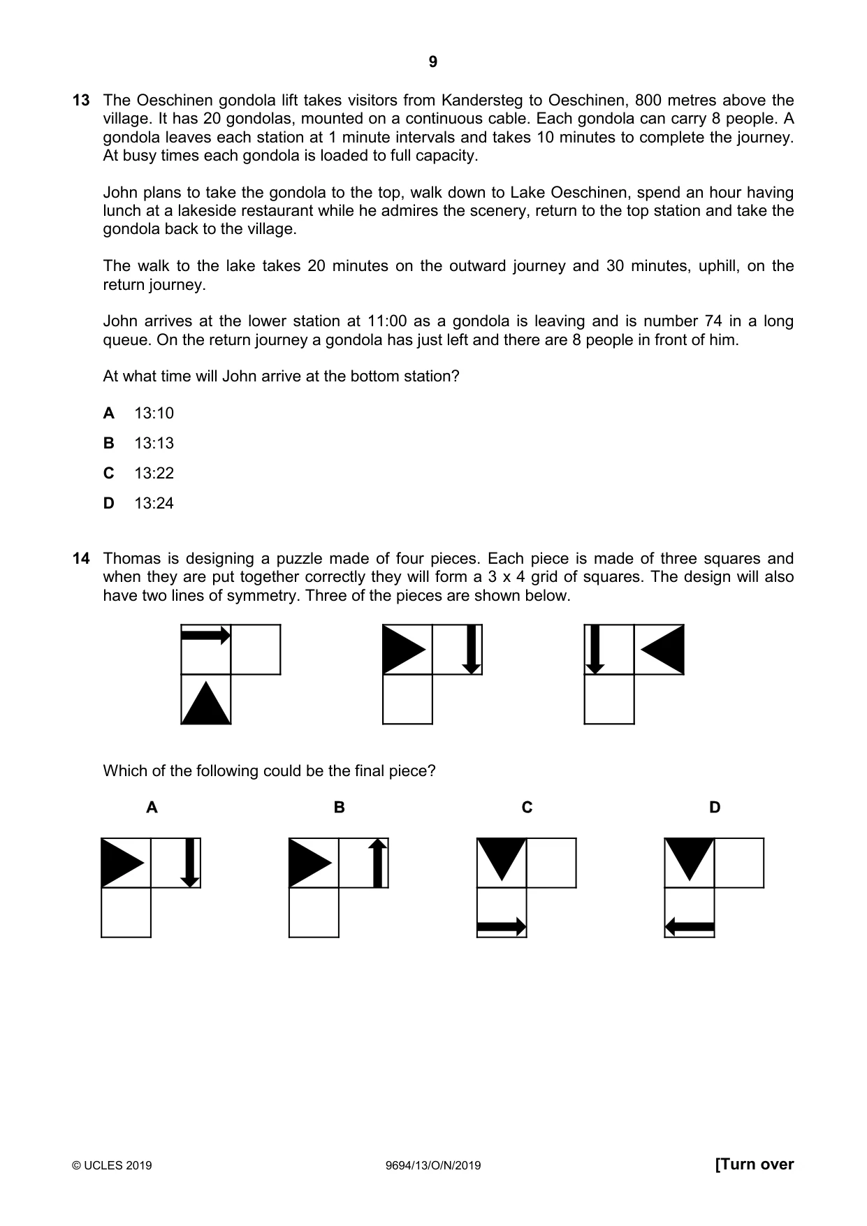 Cambridge A Level Thinking Skills 9694 2019 Oct/Nov Paper 1 · Variant 3 question paper, page 9 of 20