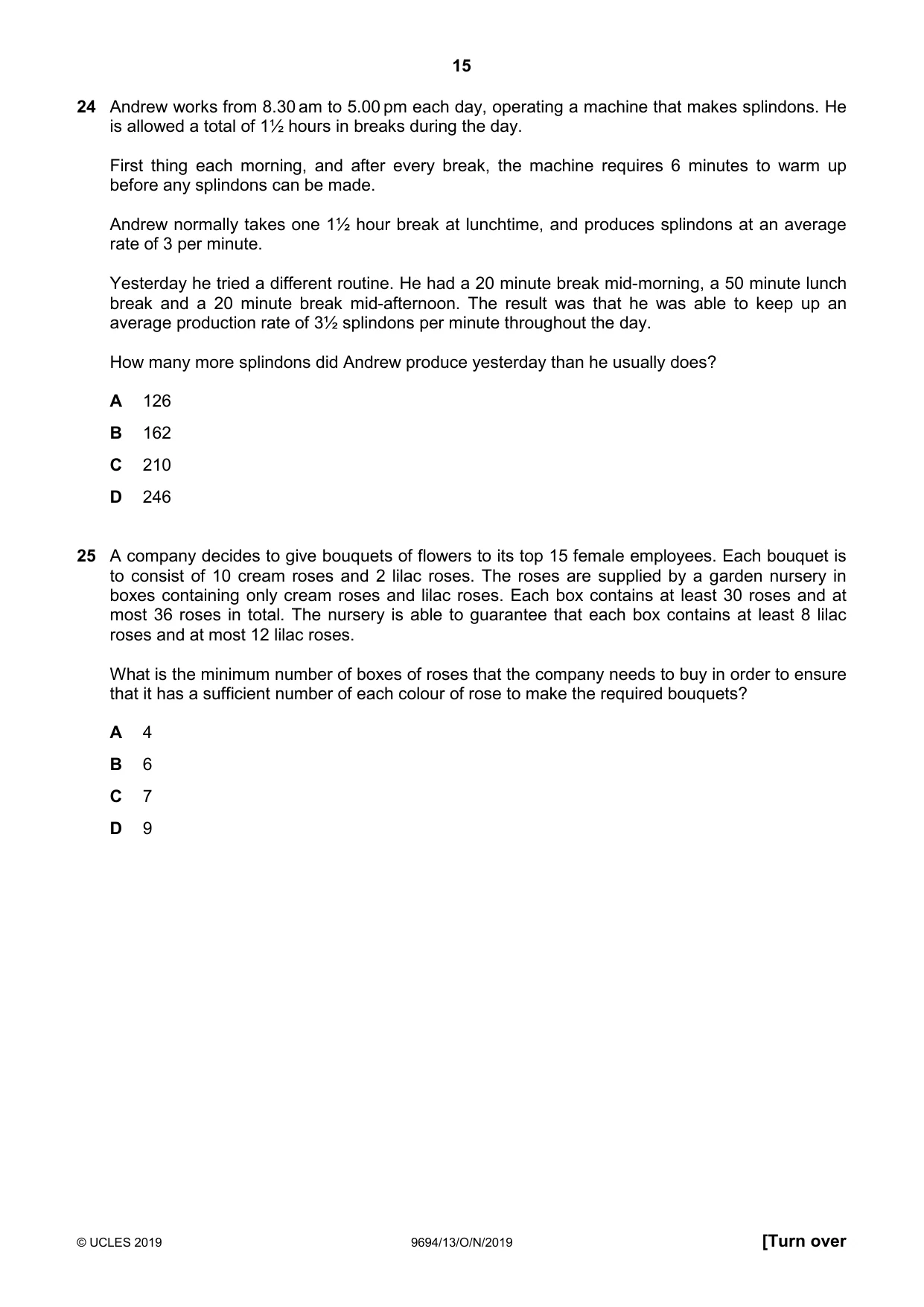 Cambridge A Level Thinking Skills 9694 2019 Oct/Nov Paper 1 · Variant 3 question paper, page 15 of 20