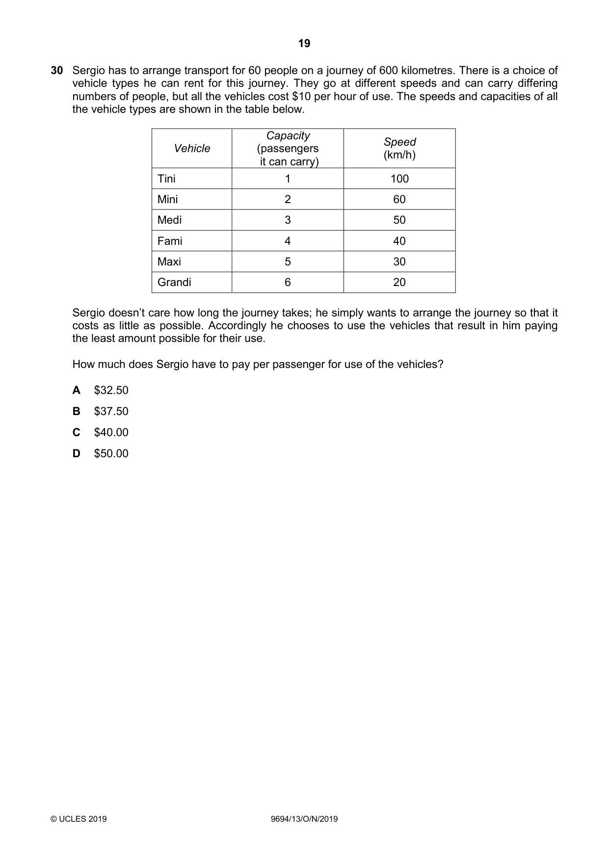 Cambridge A Level Thinking Skills 9694 2019 Oct/Nov Paper 1 · Variant 3 question paper, page 19 of 20