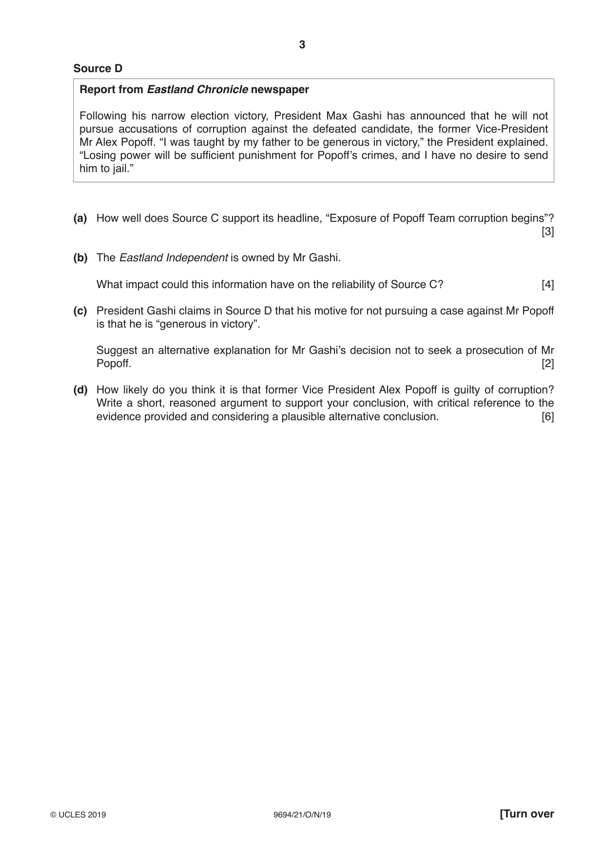 Cambridge A Level Thinking Skills 9694 2019 Oct/Nov Paper 2 · Variant 1 question paper, page 3 of 8