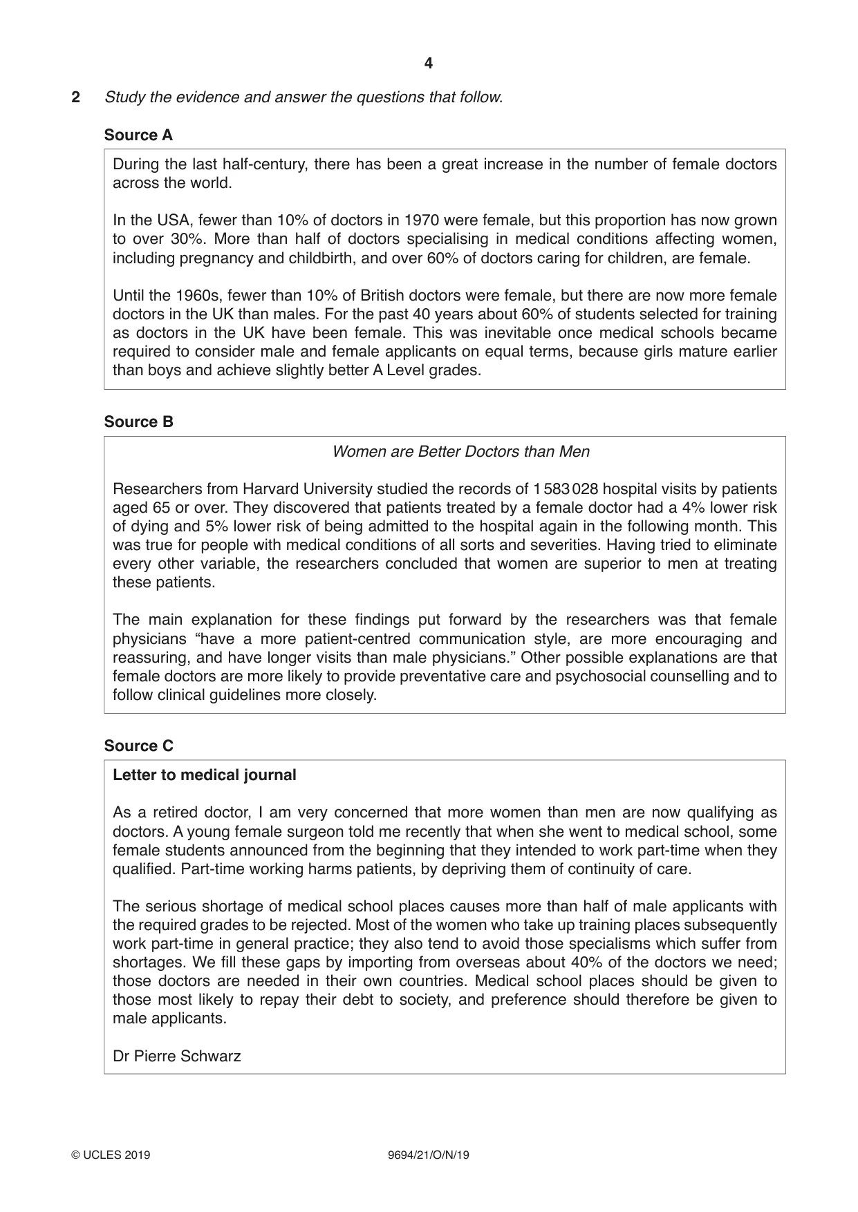 Cambridge A Level Thinking Skills 9694 2019 Oct/Nov Paper 2 · Variant 1 question paper, page 4 of 8