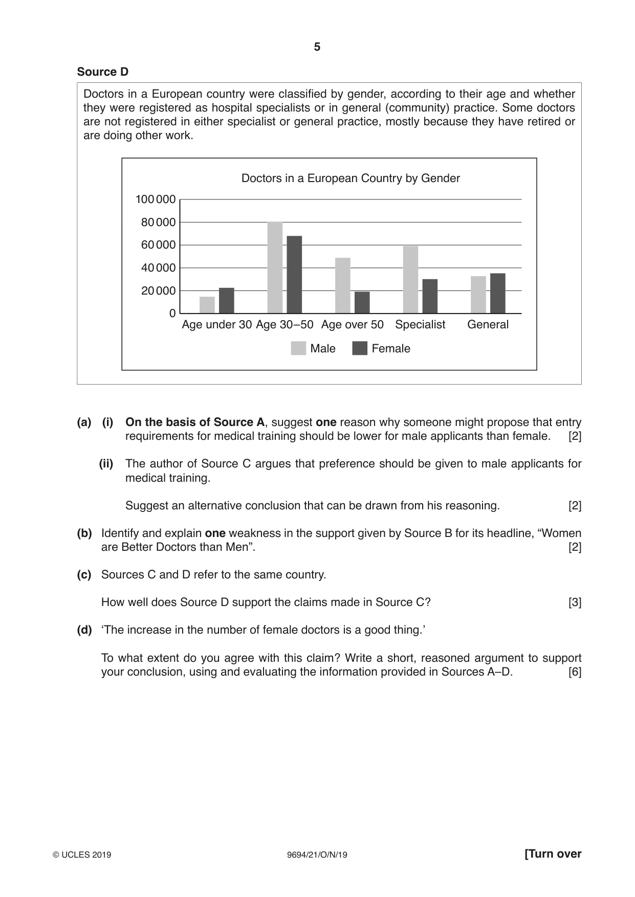 Cambridge A Level Thinking Skills 9694 2019 Oct/Nov Paper 2 · Variant 1 question paper, page 5 of 8