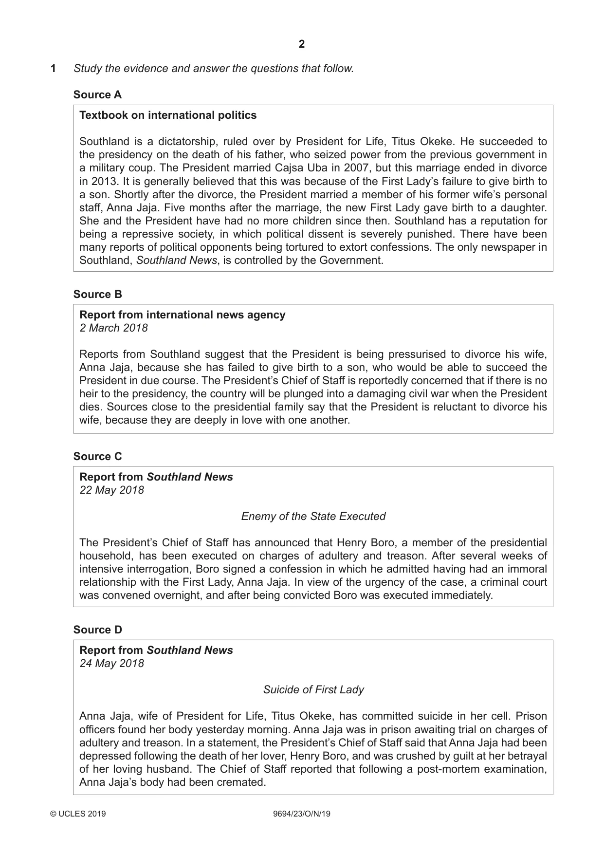 Cambridge A Level Thinking Skills 9694 2019 Oct/Nov Paper 2 · Variant 3 question paper, page 2 of 8