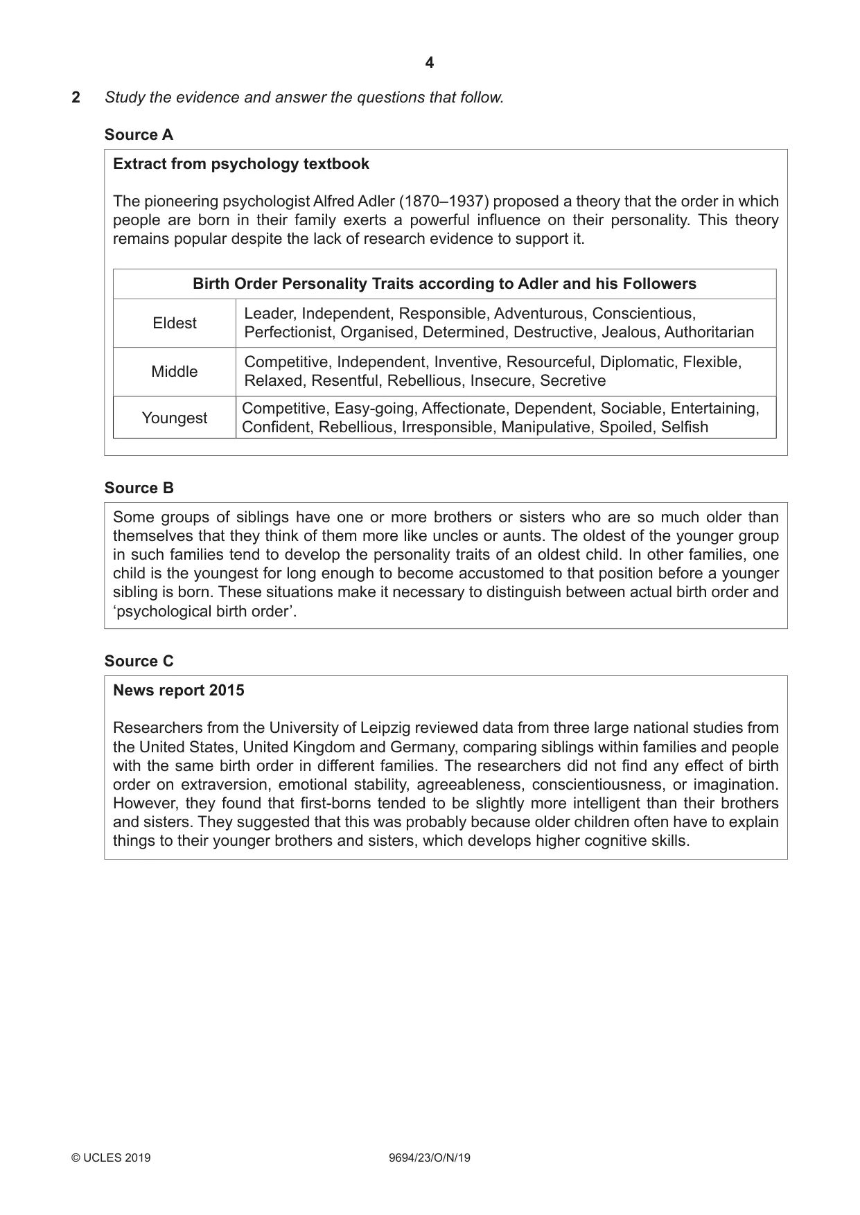 Cambridge A Level Thinking Skills 9694 2019 Oct/Nov Paper 2 · Variant 3 question paper, page 4 of 8