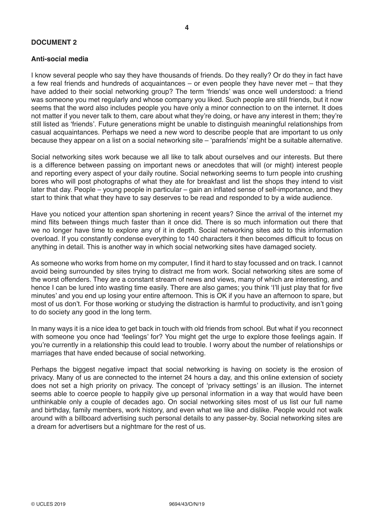 Cambridge A Level Thinking Skills 9694 2019 Oct/Nov Paper 4 · Variant 3 question paper, page 4 of 8