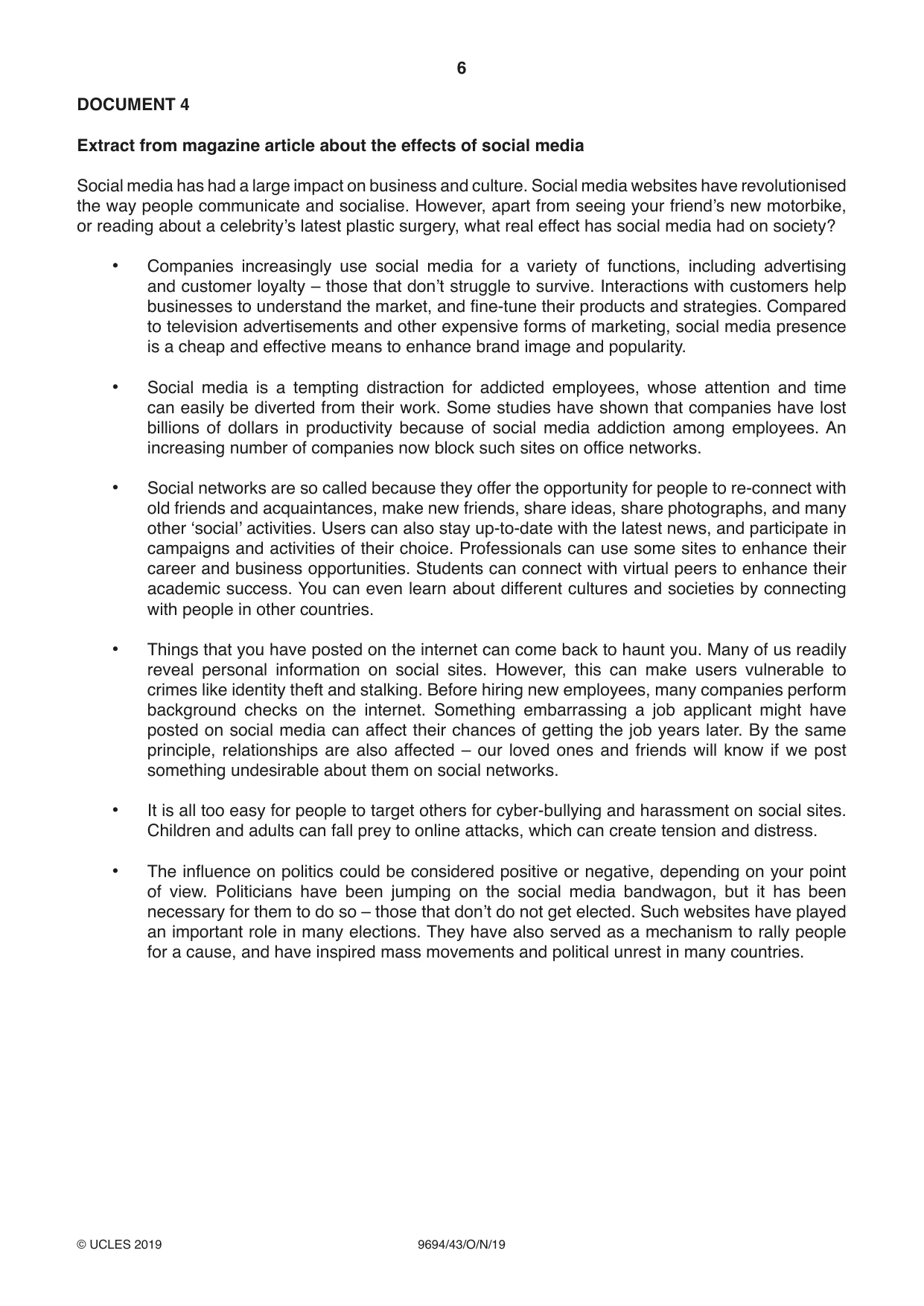 Cambridge A Level Thinking Skills 9694 2019 Oct/Nov Paper 4 · Variant 3 question paper, page 6 of 8