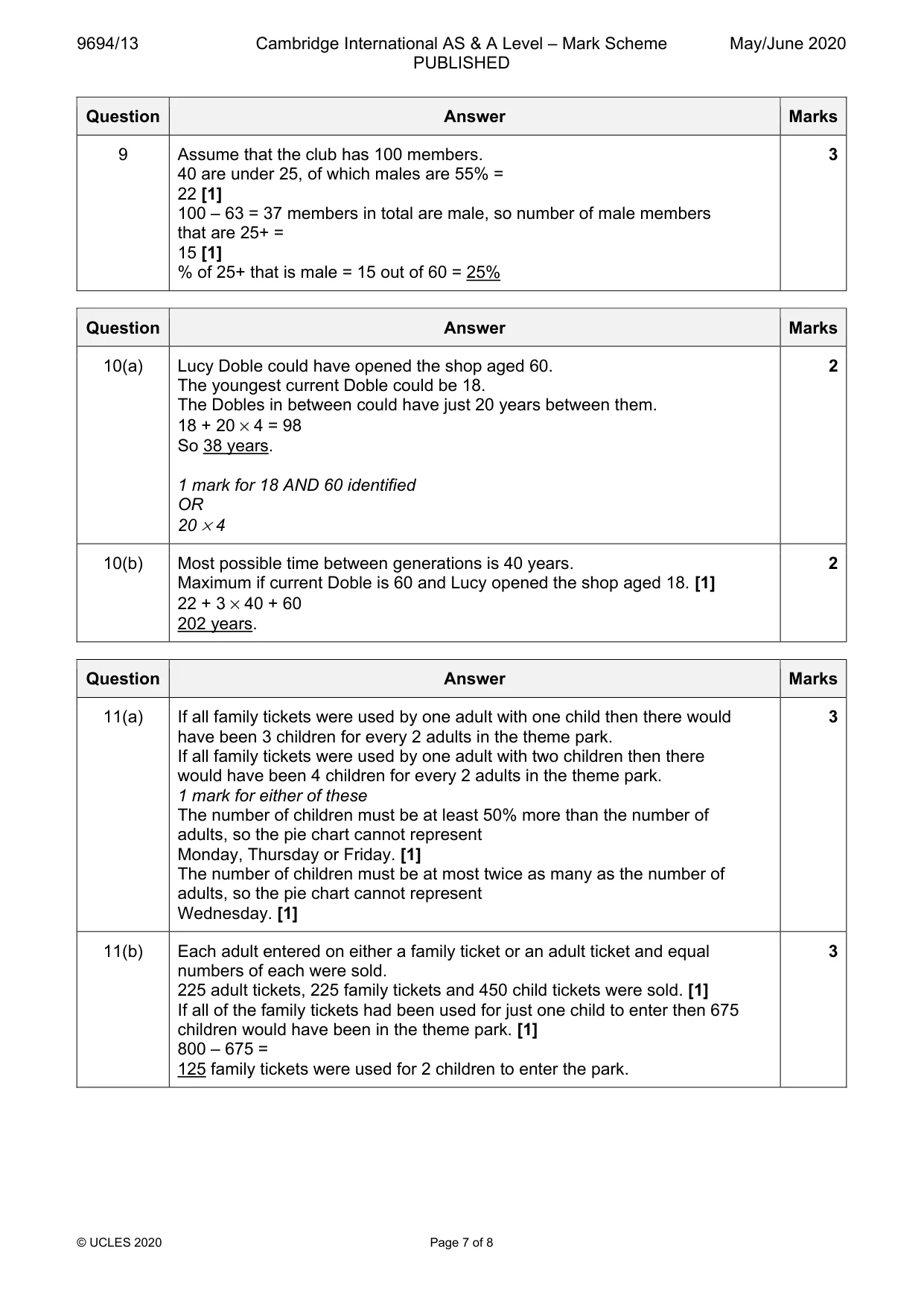 Mark scheme, page 7 of 8